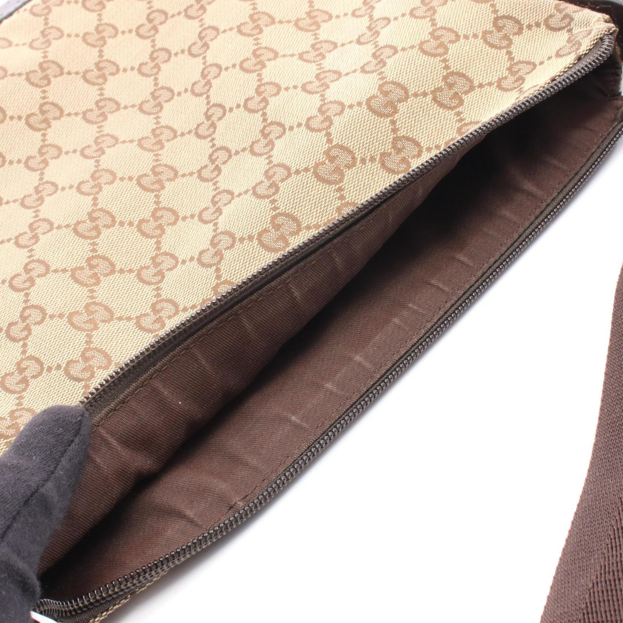 Gucci Beige Brown Canvas Leather Handbag Shoulder Bag (Pre-Owned)
