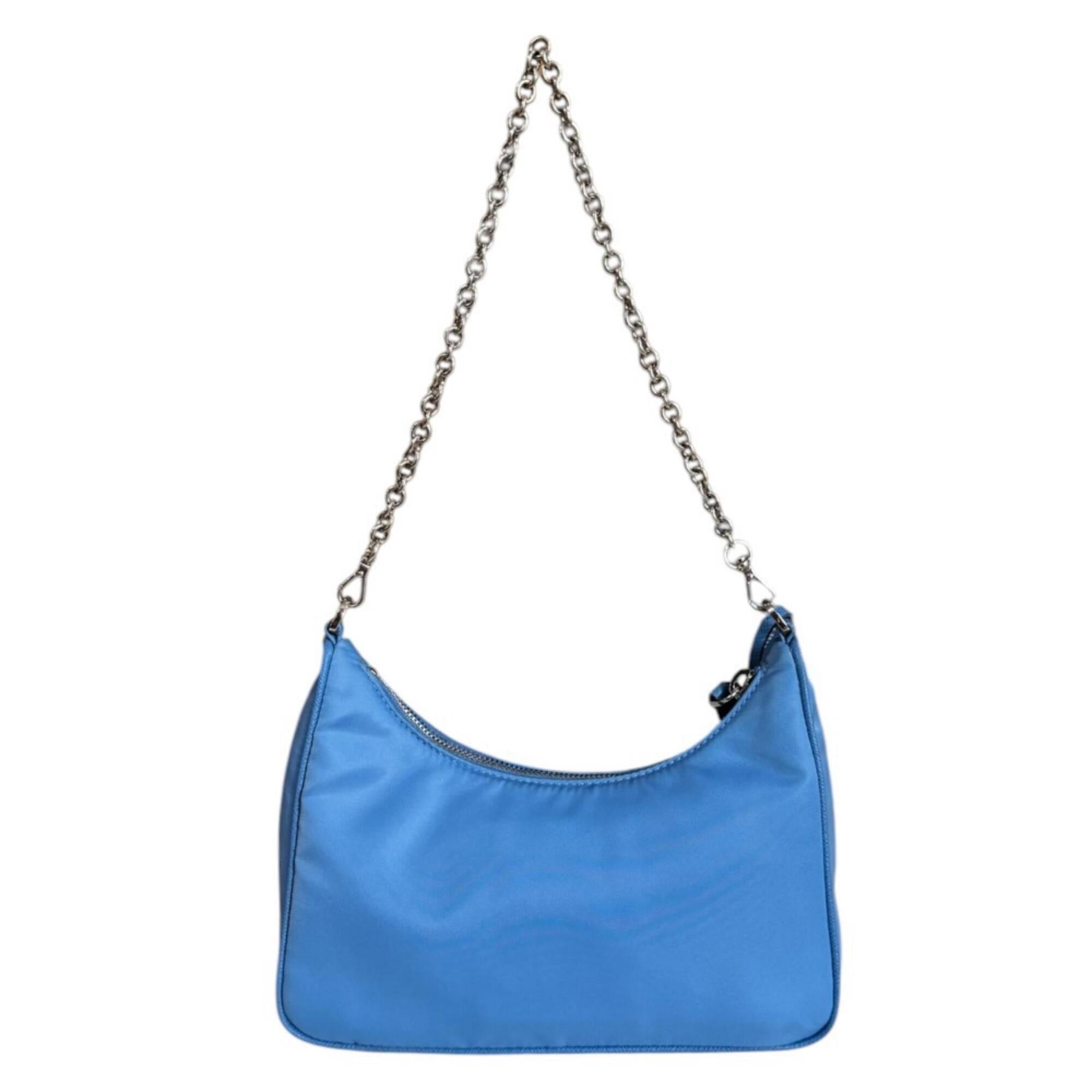 Prada Blue Nylon Handbag Shoulder Bag (Pre-Owned)