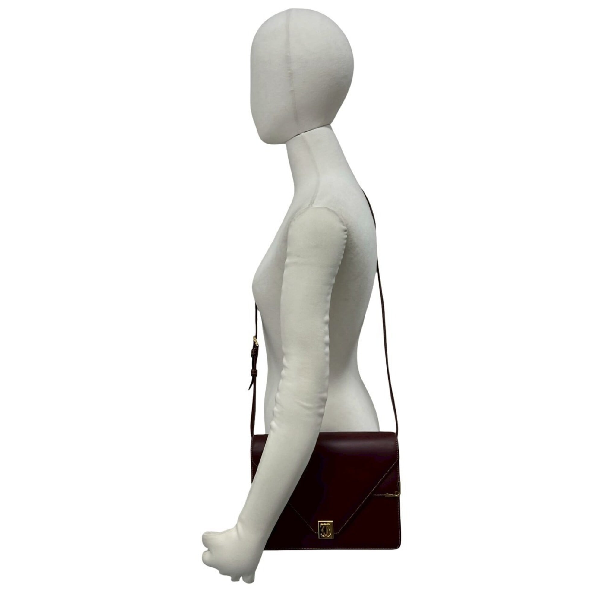 Cartier Wine Red Leather Shoulder Bag (Pre-Owned)