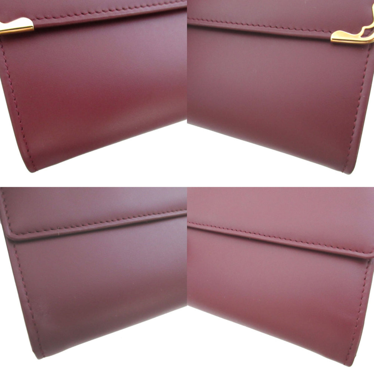Cartier Bordeaux Red Color Leather Wallet (Tri-Fold) (Pre-Owned)