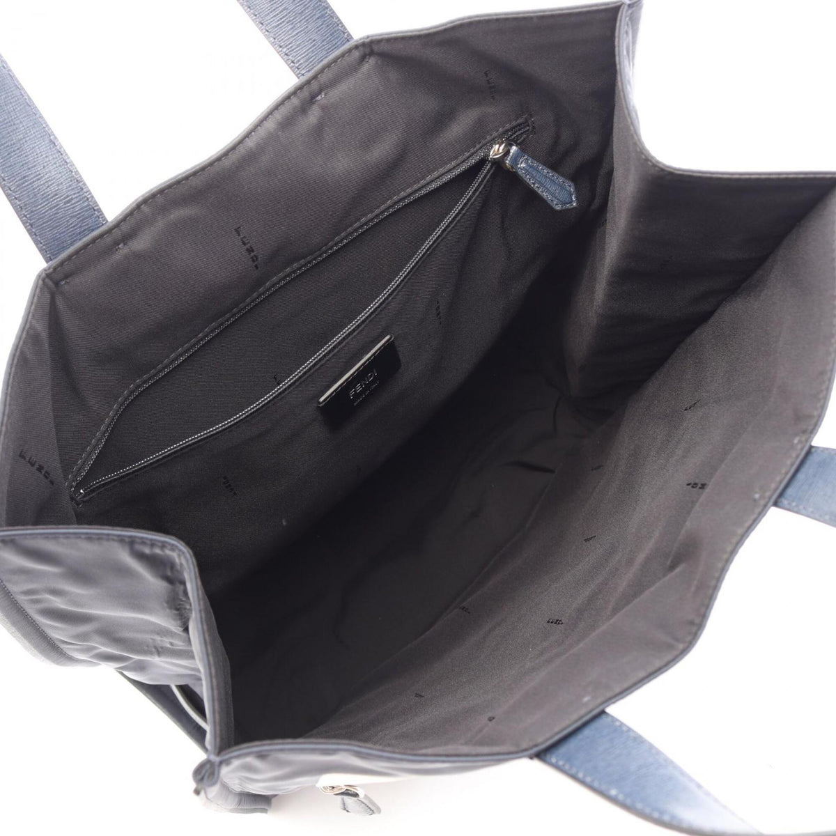 Fendi Multi-Color Navy Nylon Leather Handbag Tote Bag (Pre-Owned)