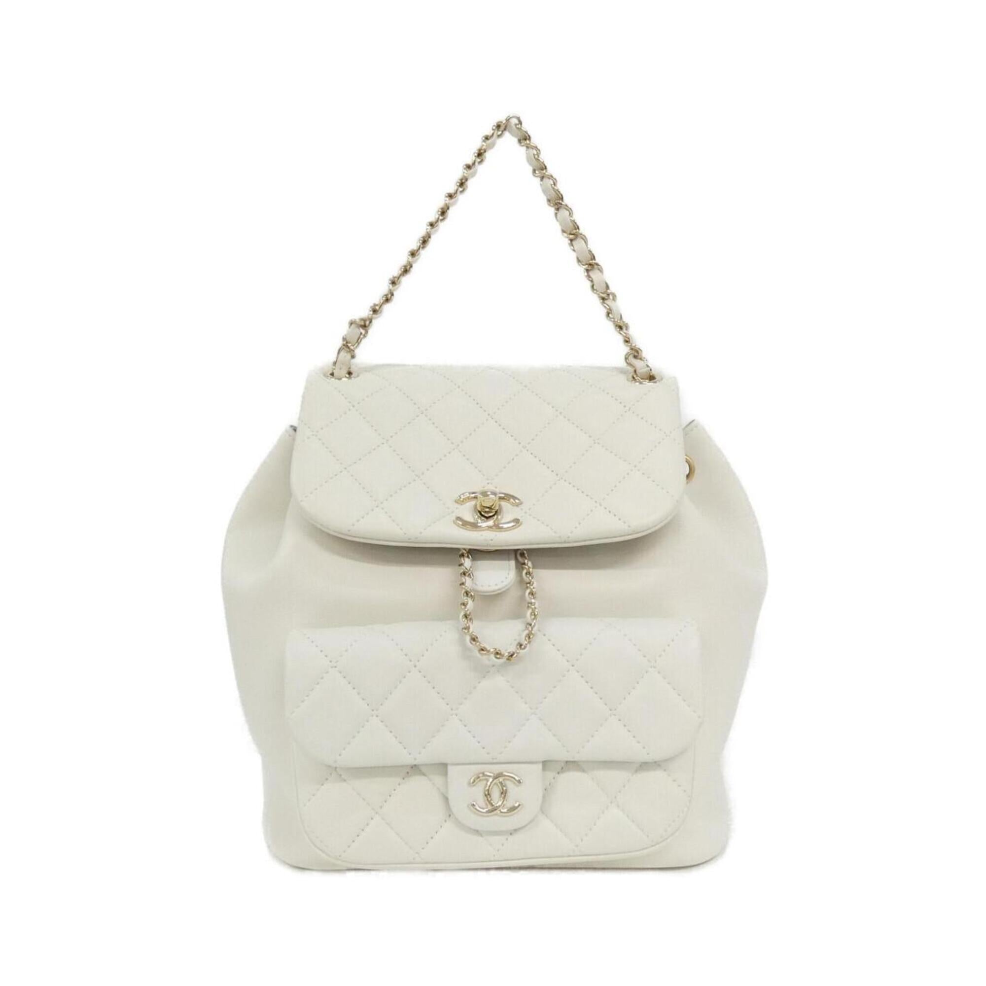 Chanel White Leather Backpack (Pre-Owned)