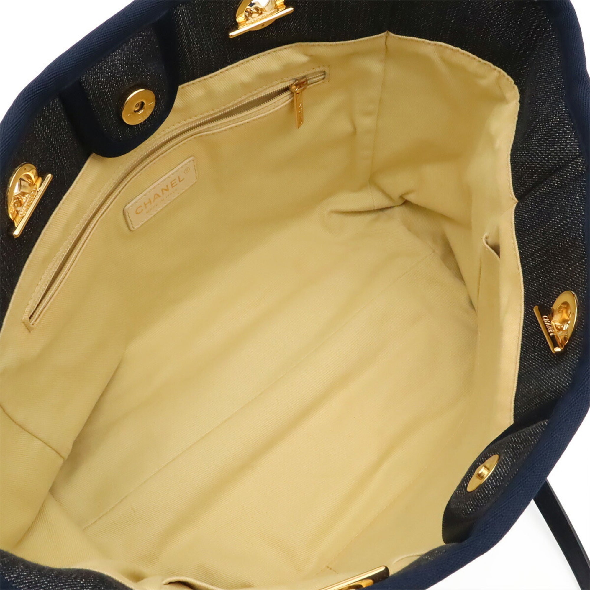 Chanel Navy Denim Shoulder Bag Tote Bag (Pre-Owned)