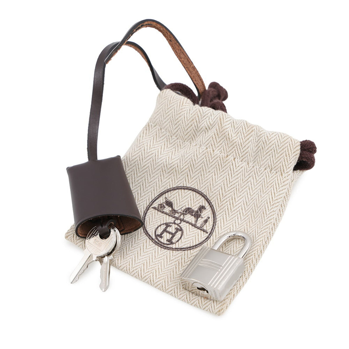 Hermes Ebene Etoupe Gray Toile Officier Vache Leather Handbag (Pre-Owned)