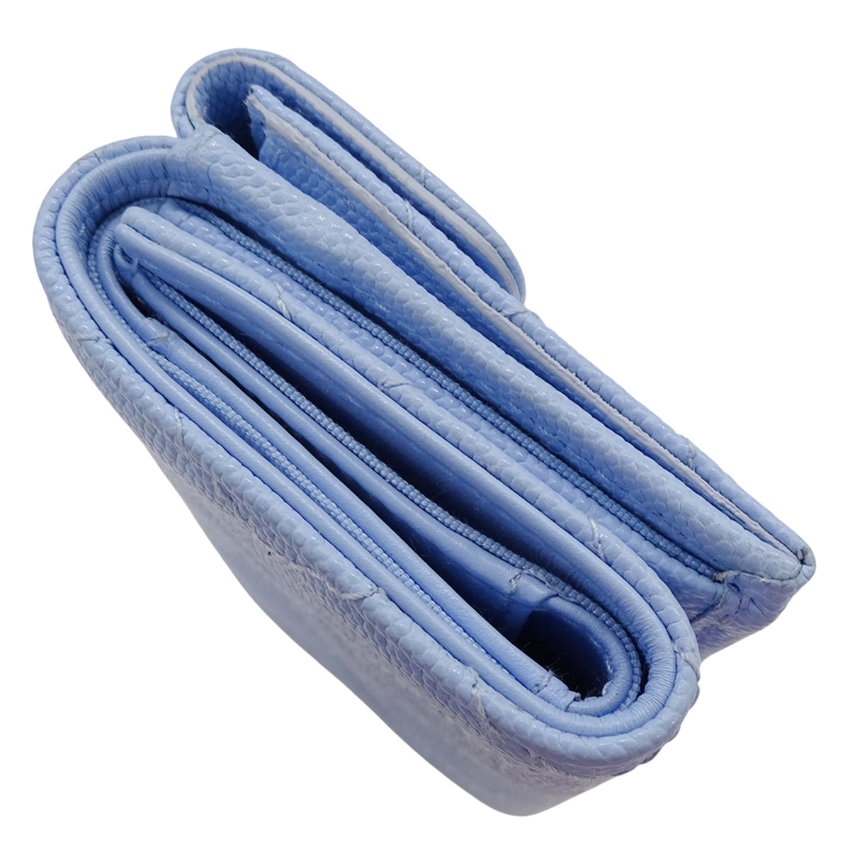 Chanel Light Blue Grained Calfskin Wallet (Tri-Fold) (Pre-Owned)