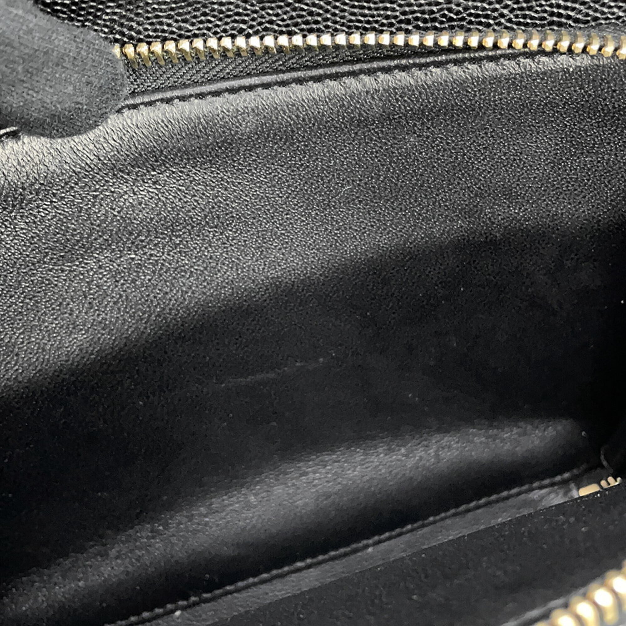 Chanel Black Grained Calfskin Backpack Handbag (Pre-Owned)