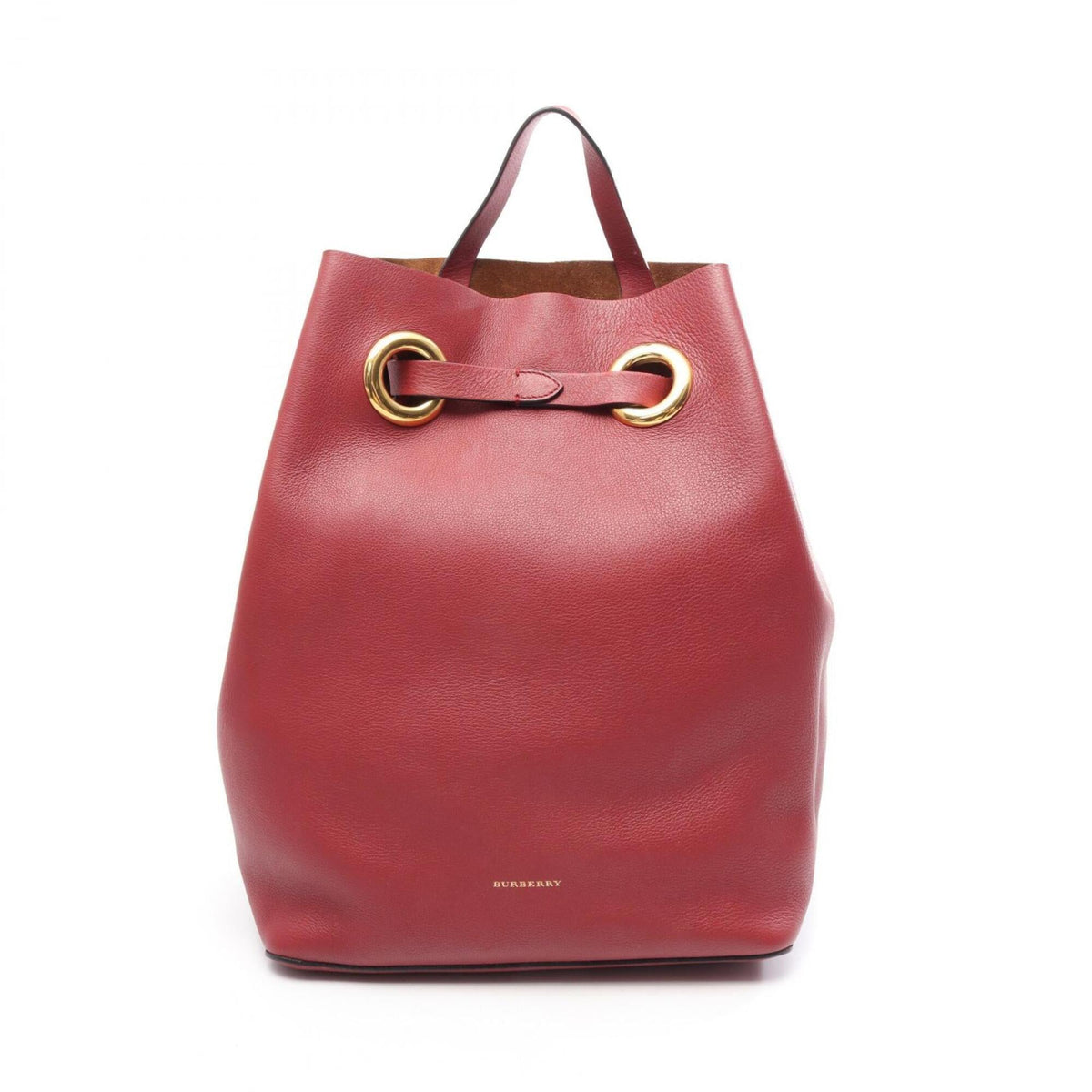 Burberry Red Color Leather Backpack Handbag (Pre-Owned)