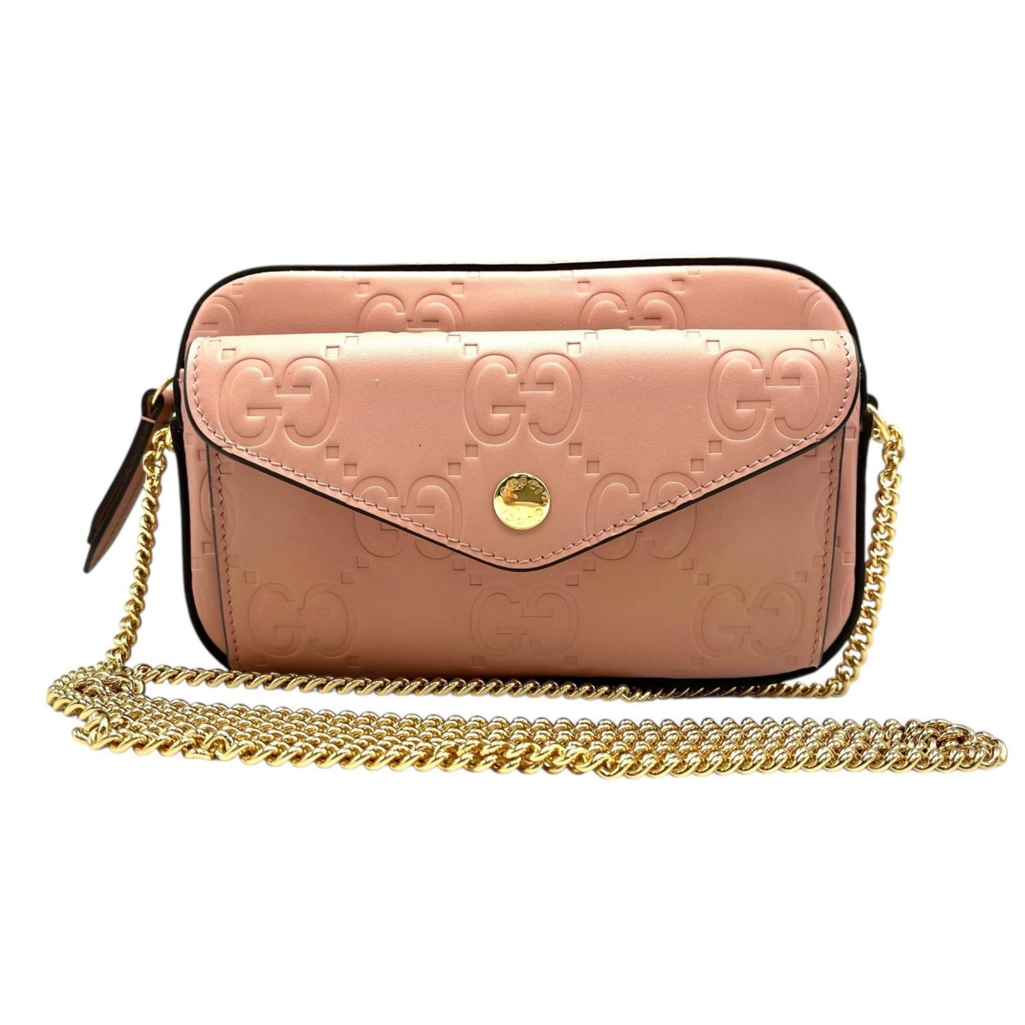 Gucci Pink Leather Shoulder Bag (Pre-Owned)