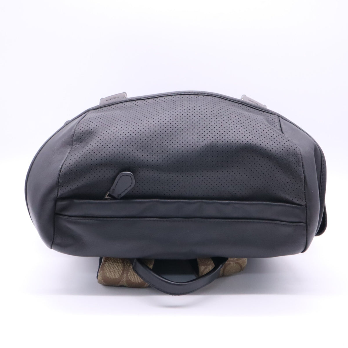 Coach Beige Black Canvas Leather Backpack (Pre-Owned)