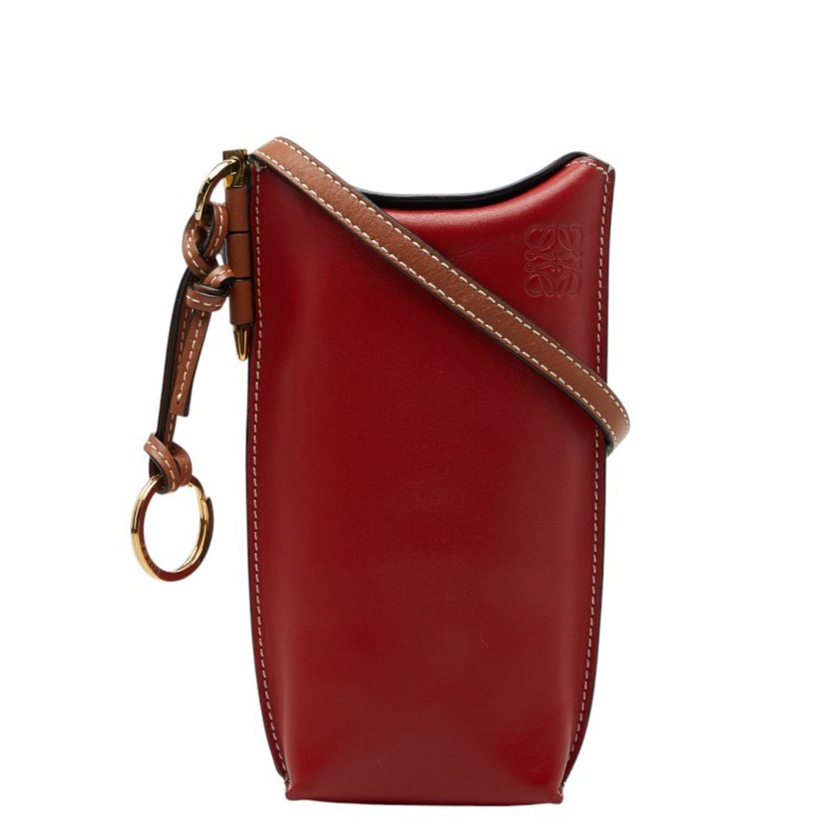 Loewe Brown Red Color Leather Shoulder Bag (Pre-Owned)