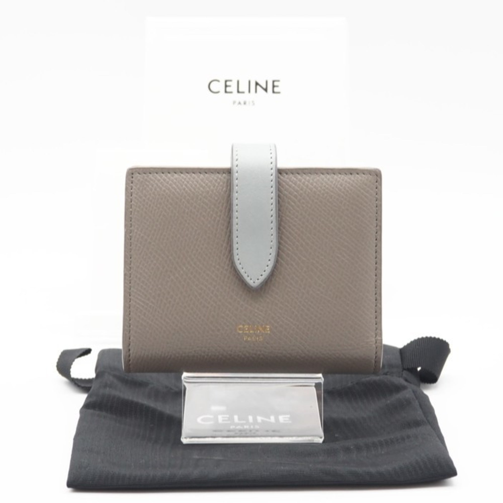 Celine Beige Blue Leather Wallet (Bi-Fold) (Pre-Owned)