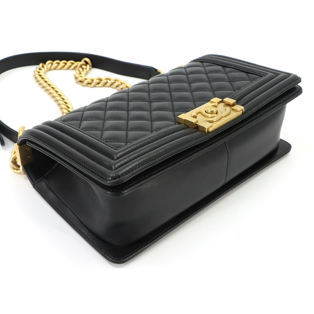 Chanel Black Leather Handbag Shoulder Bag (Pre-Owned)