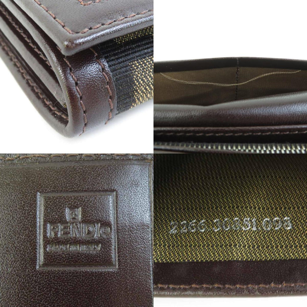 Fendi Brown Canvas Leather Long Wallet (Bi-Fold) (Pre-Owned)