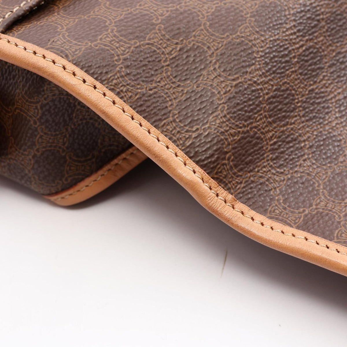 Celine Brown Coated Canvas Leather Handbag Shoulder Bag (Pre-Owned)