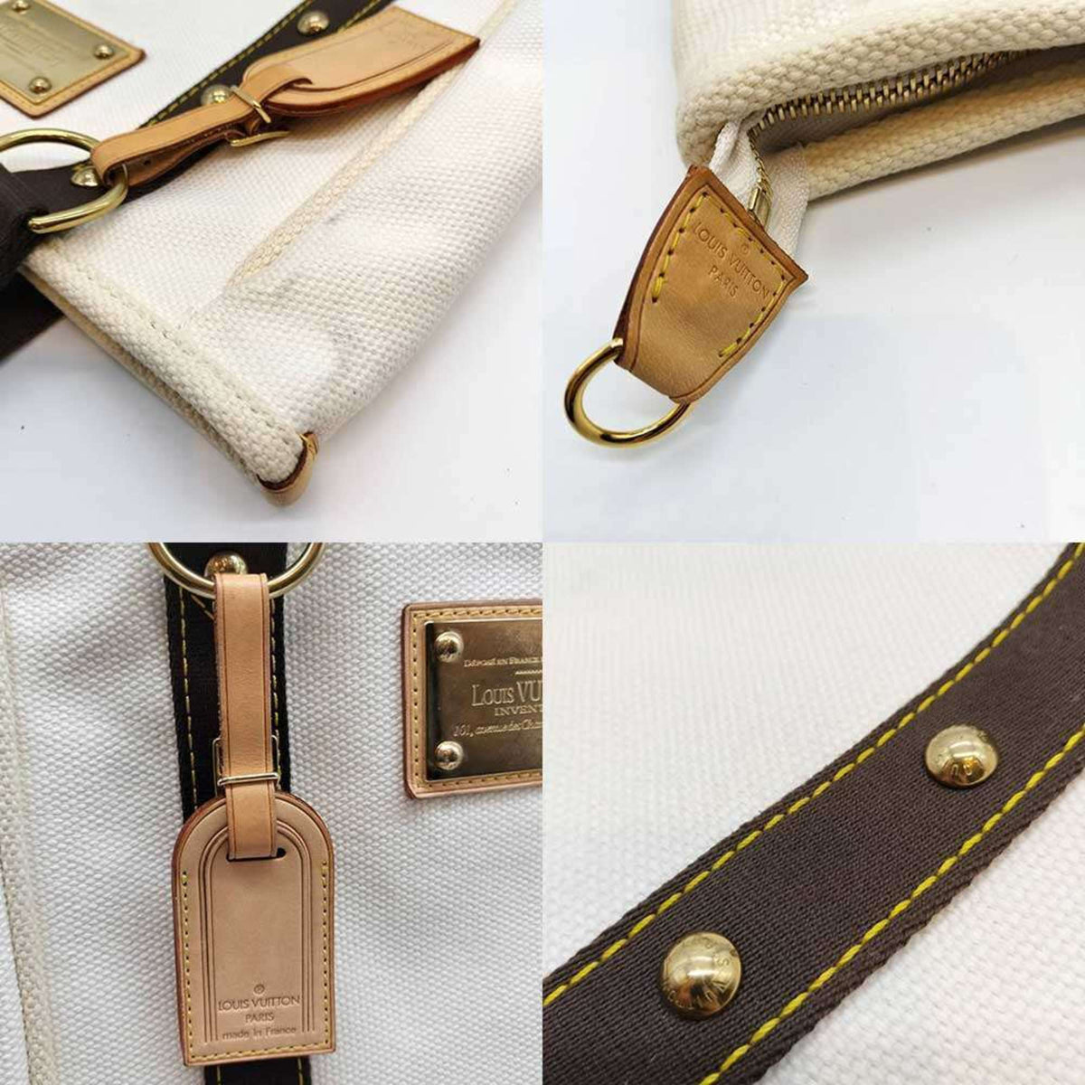 Louis Vuitton Antigua Brown Ecru White Canvas Handbag Tote Bag (Pre-Owned)