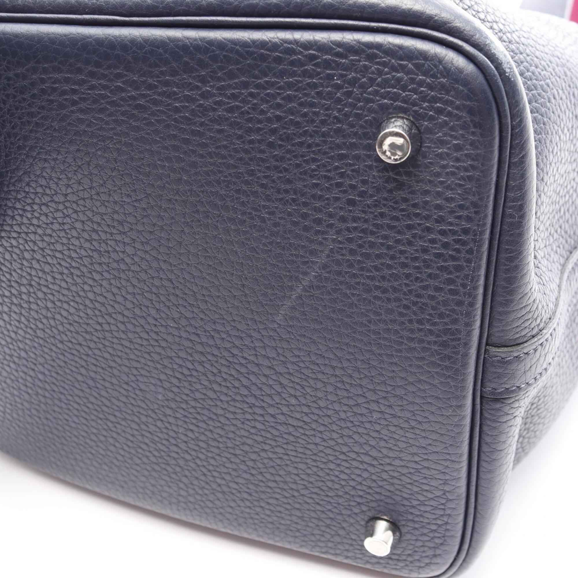 Hermes Navy Pink Rose Purple Taurillon Clemence Leather Handbag (Pre-Owned)