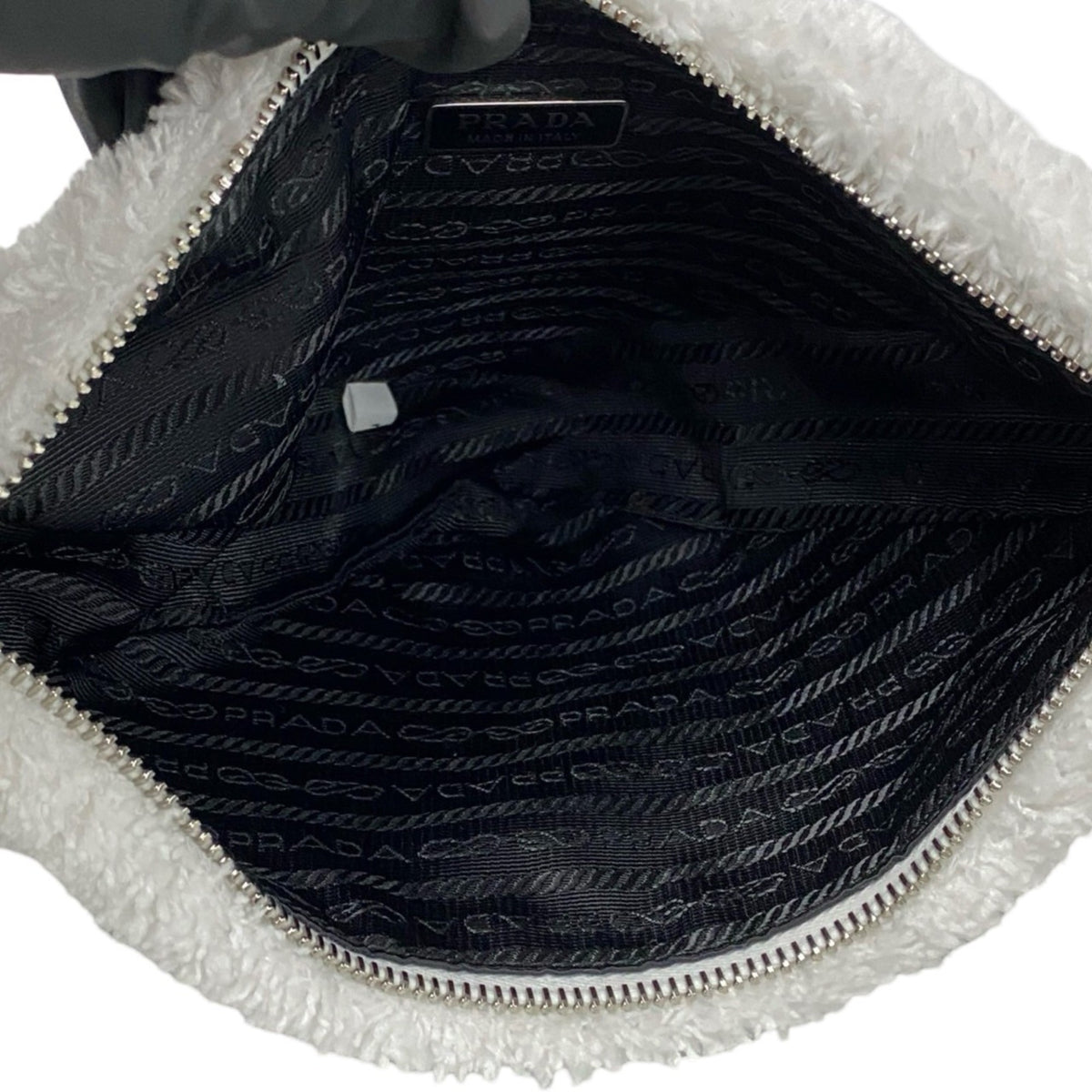 Prada White Pile Fabric Handbag (Pre-Owned)