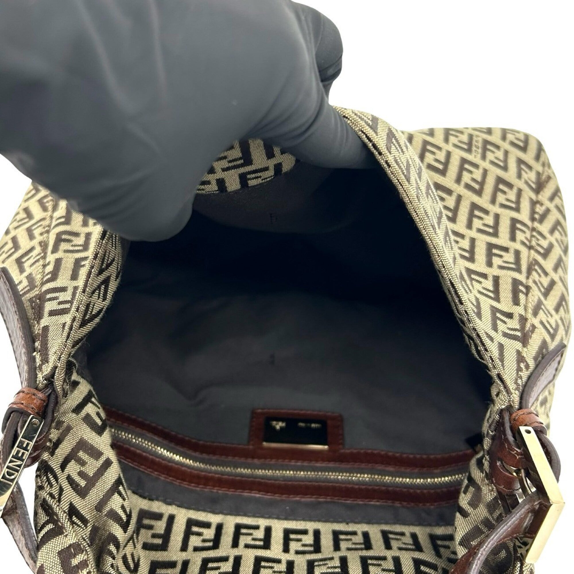 Fendi Brown Canvas Leather Shoulder Bag (Pre-Owned)