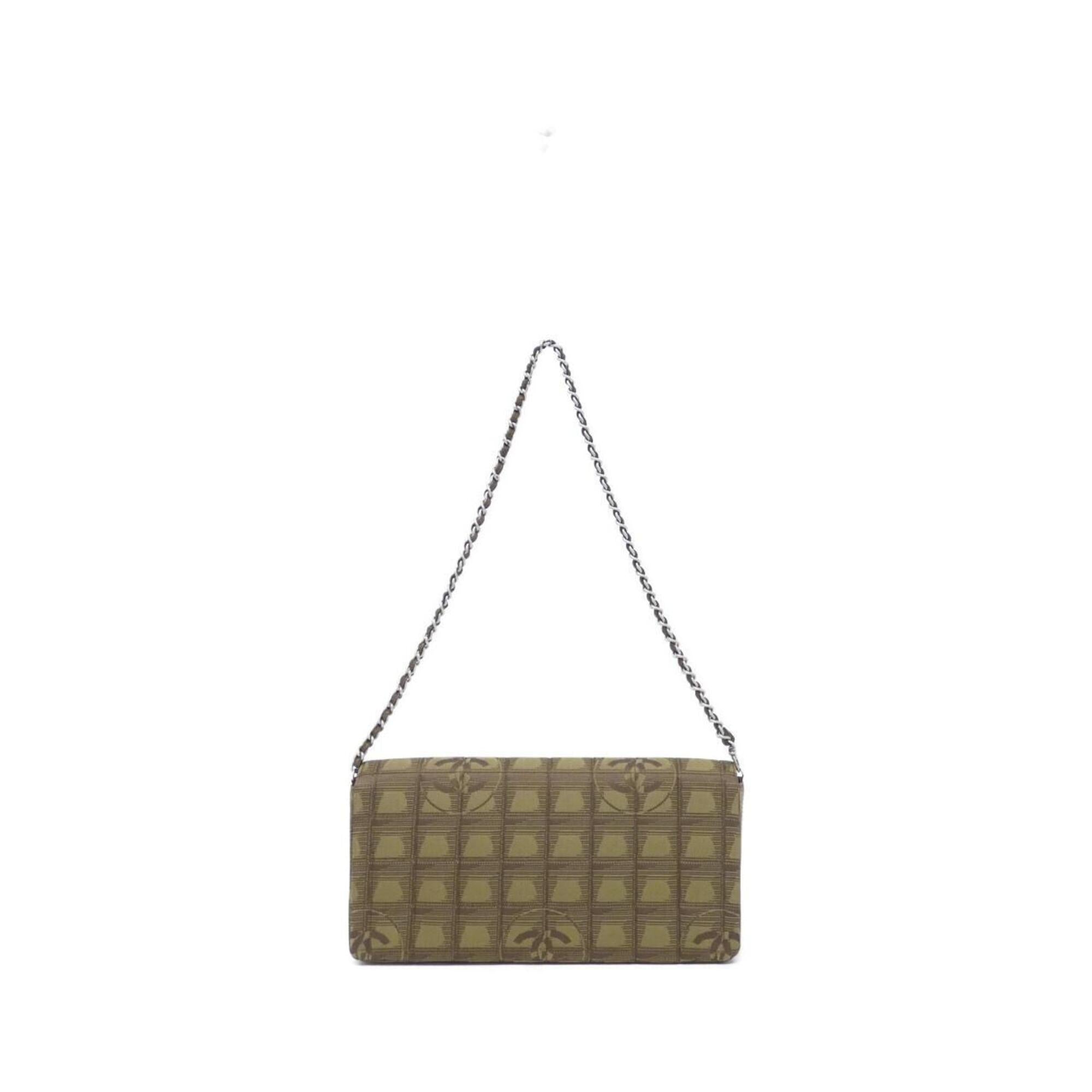 Chanel Travel Line Khaki Nylon Shoulder Bag (Pre-Owned)
