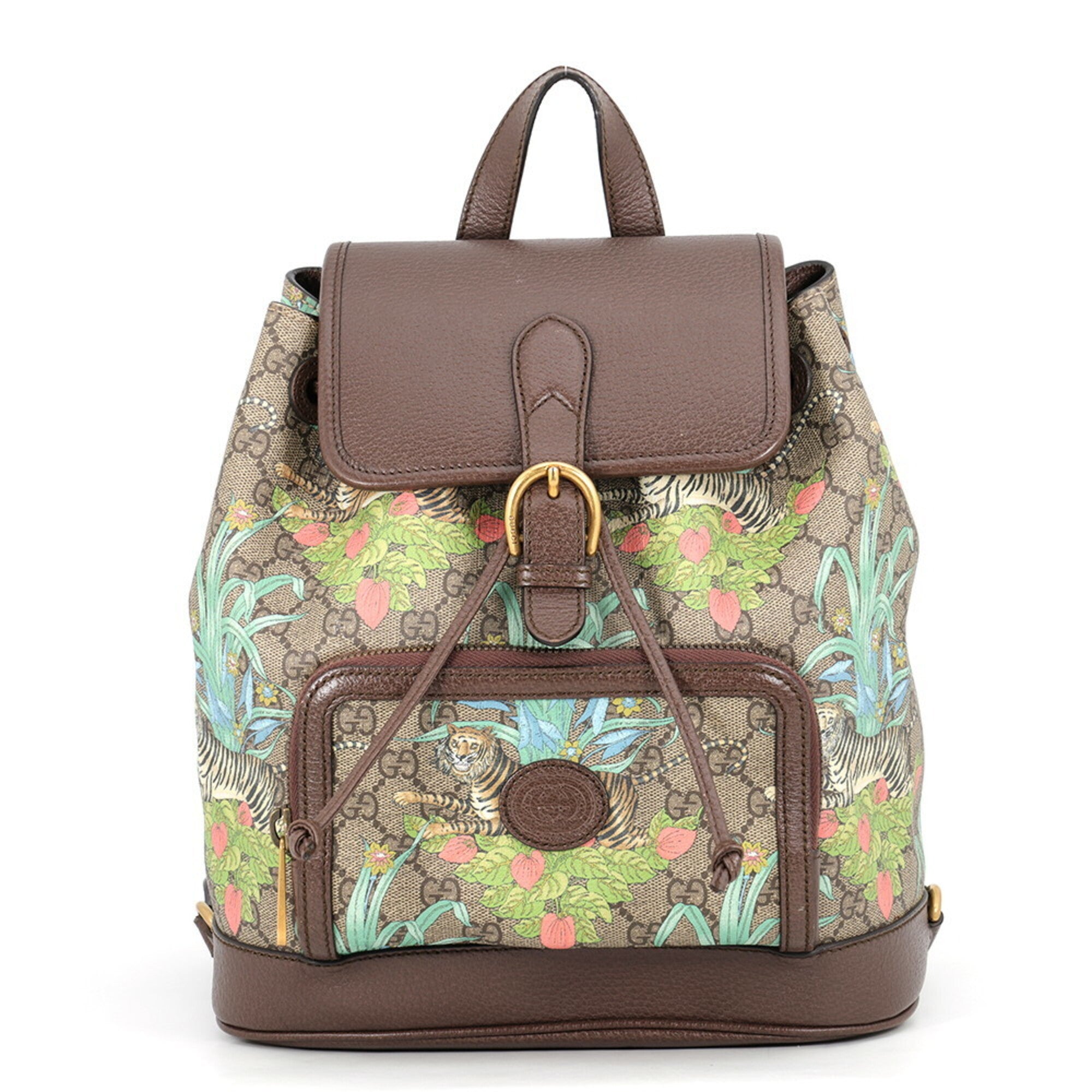 Gucci Brown Multi-Color Gg Supreme Leather Handbag (Pre-Owned)