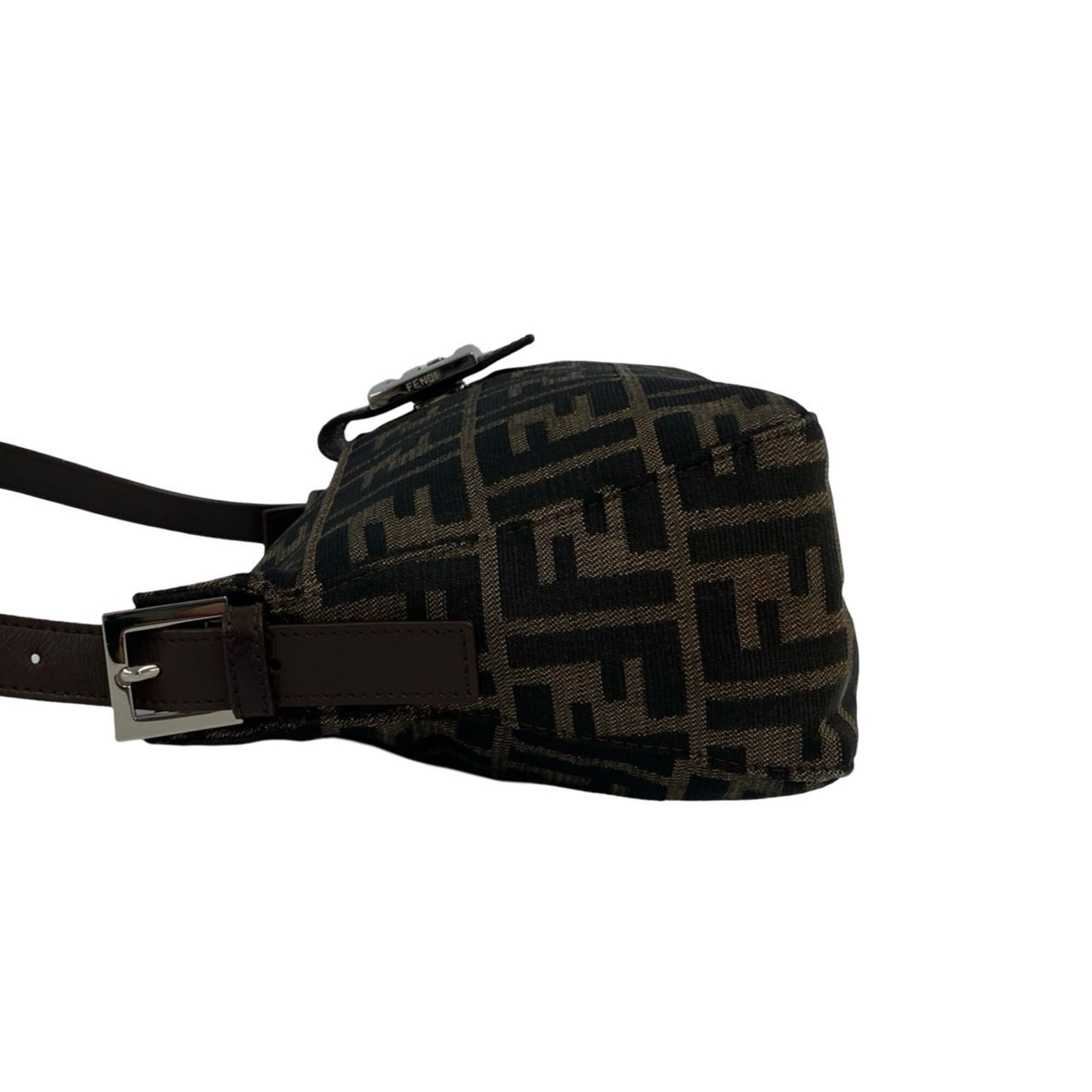 Fendi Black Brown Canvas Leather Handbag Shoulder Bag (Pre-Owned)