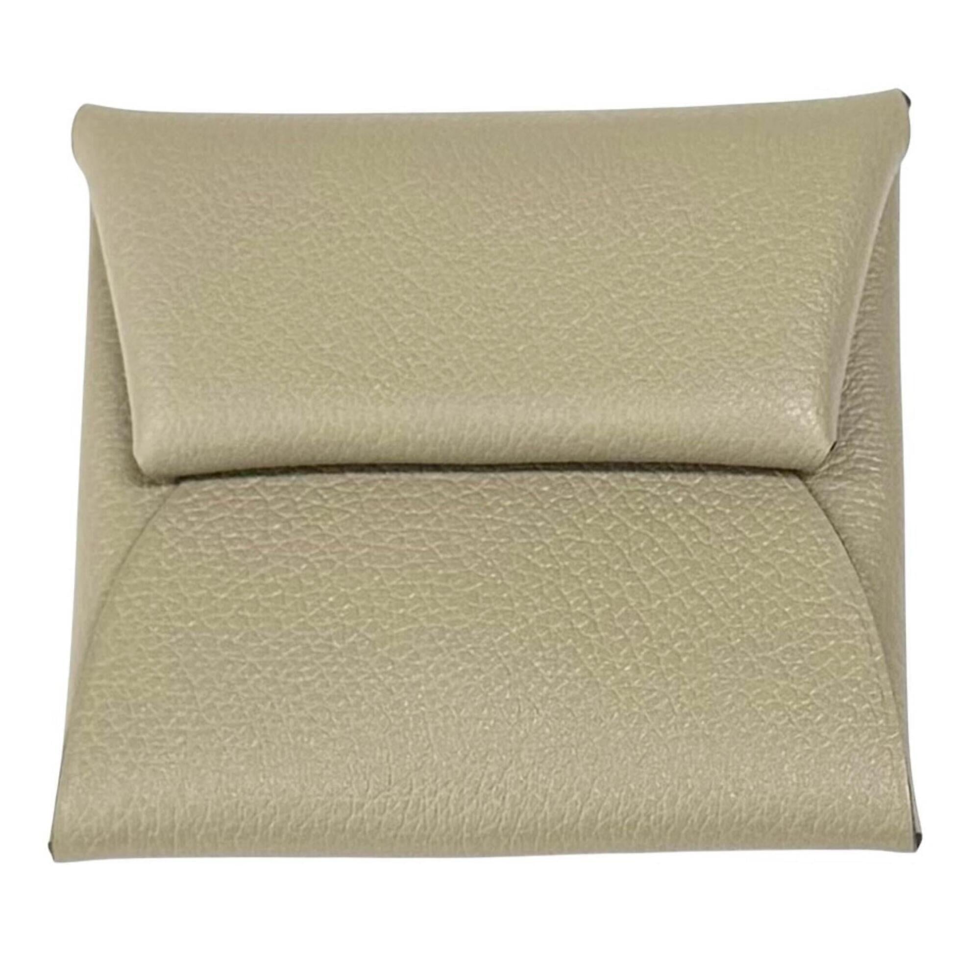 Hermes Bastia Beige Evercalf Leather Coin Purse/Coin Case (Pre-Owned)