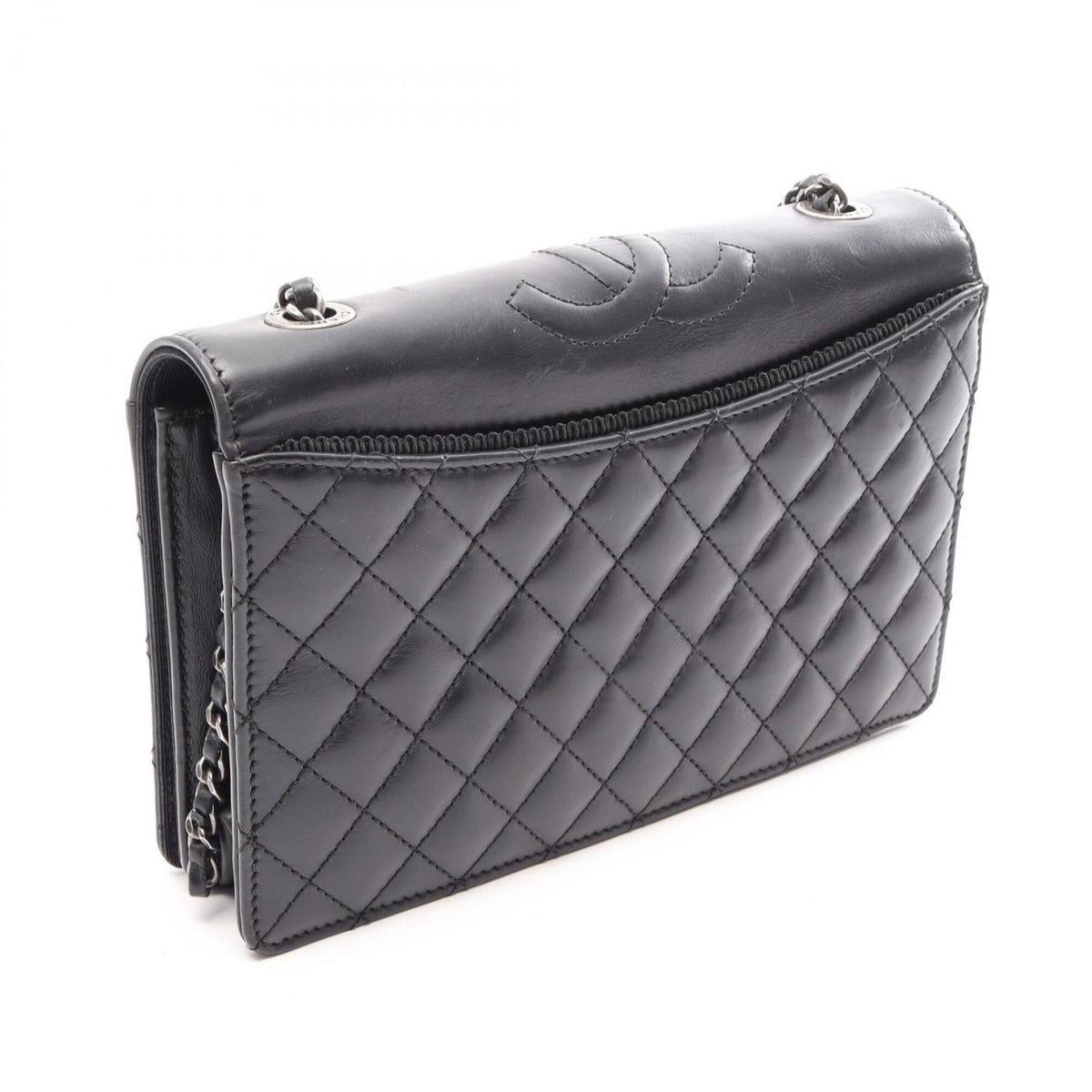 Chanel Black Leather Handbag Shoulder Bag (Pre-Owned)