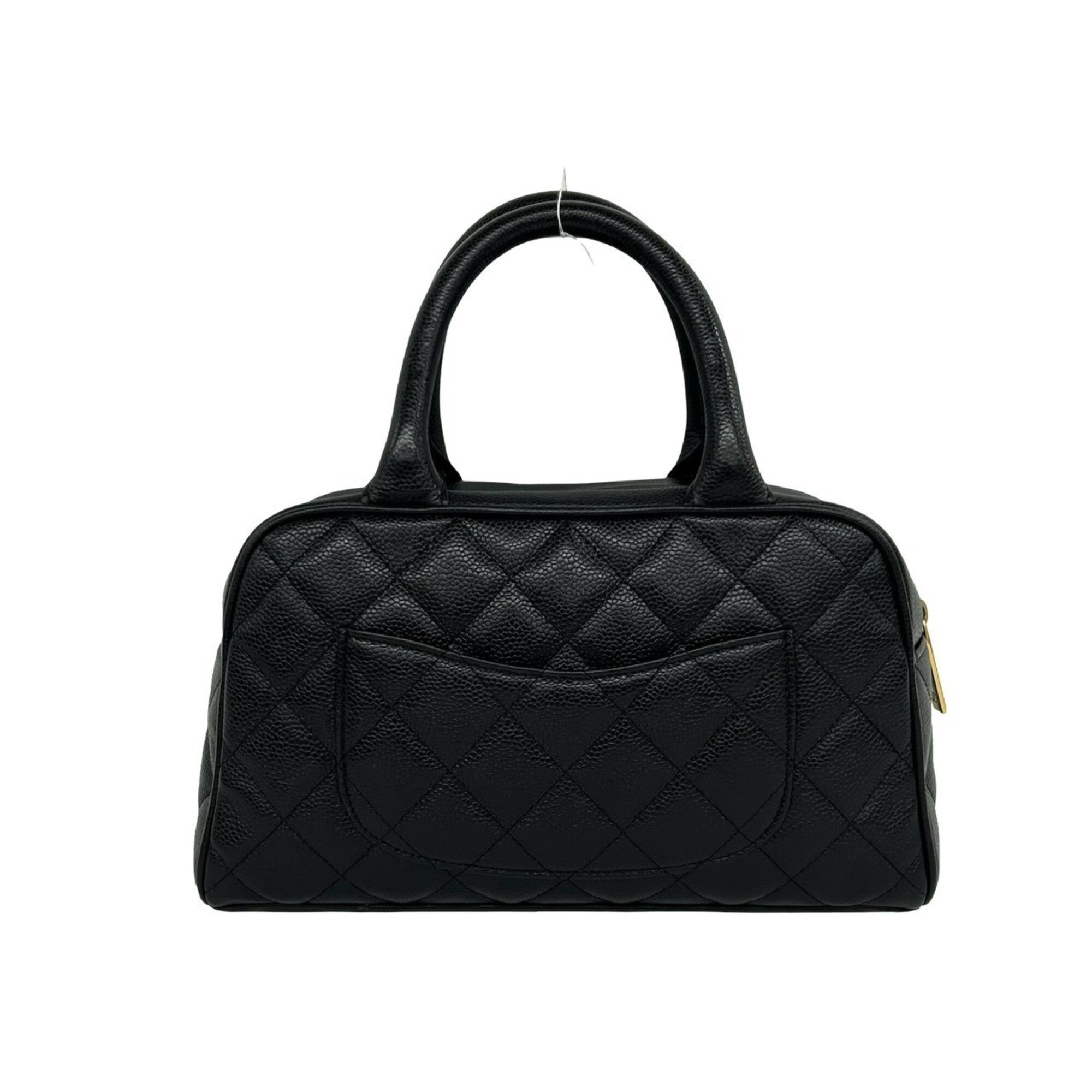 Chanel Black Grained Calfskin Boston Bag Handbag (Pre-Owned)