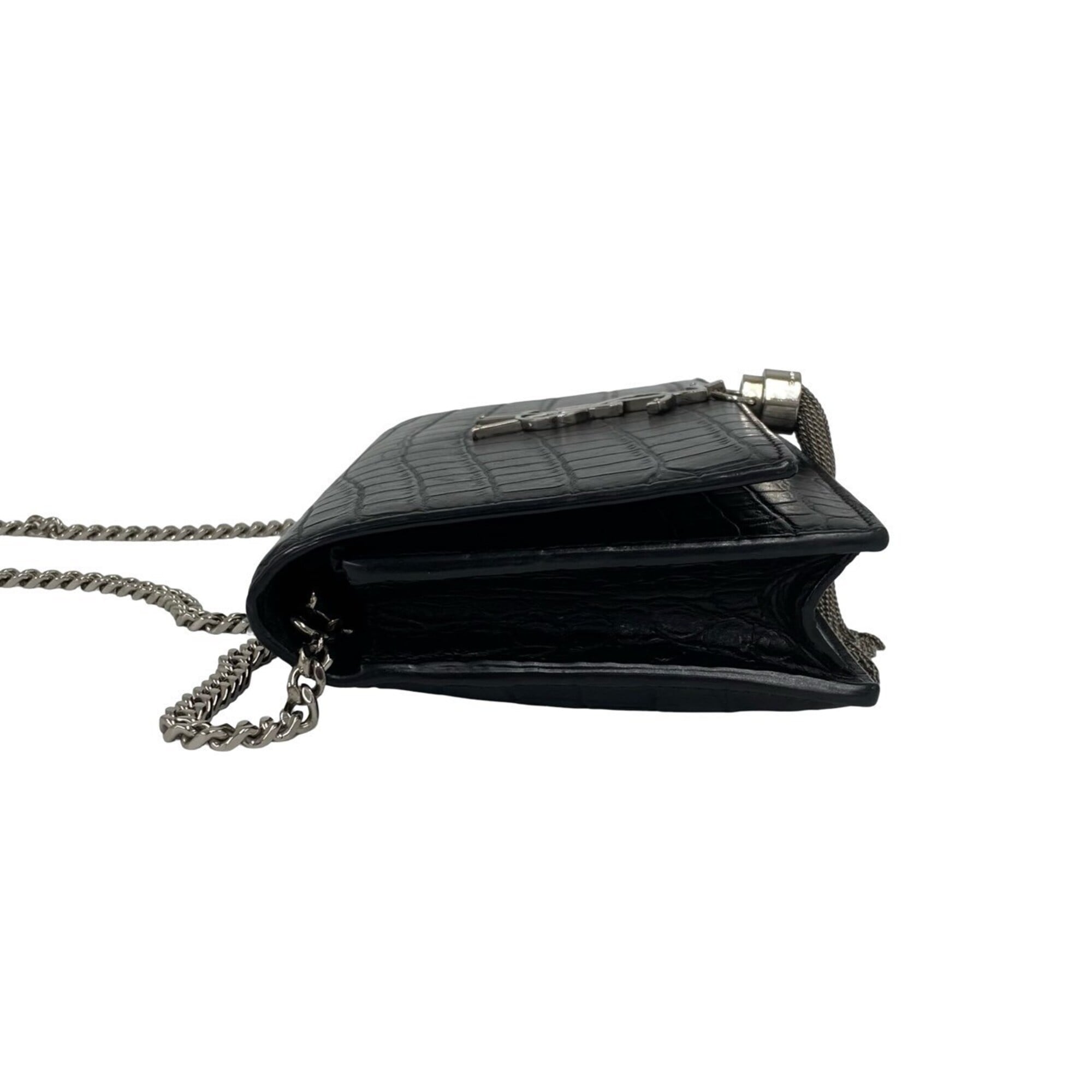 Saint Laurent Black Leather Pochette Shoulder Bag (Pre-Owned)