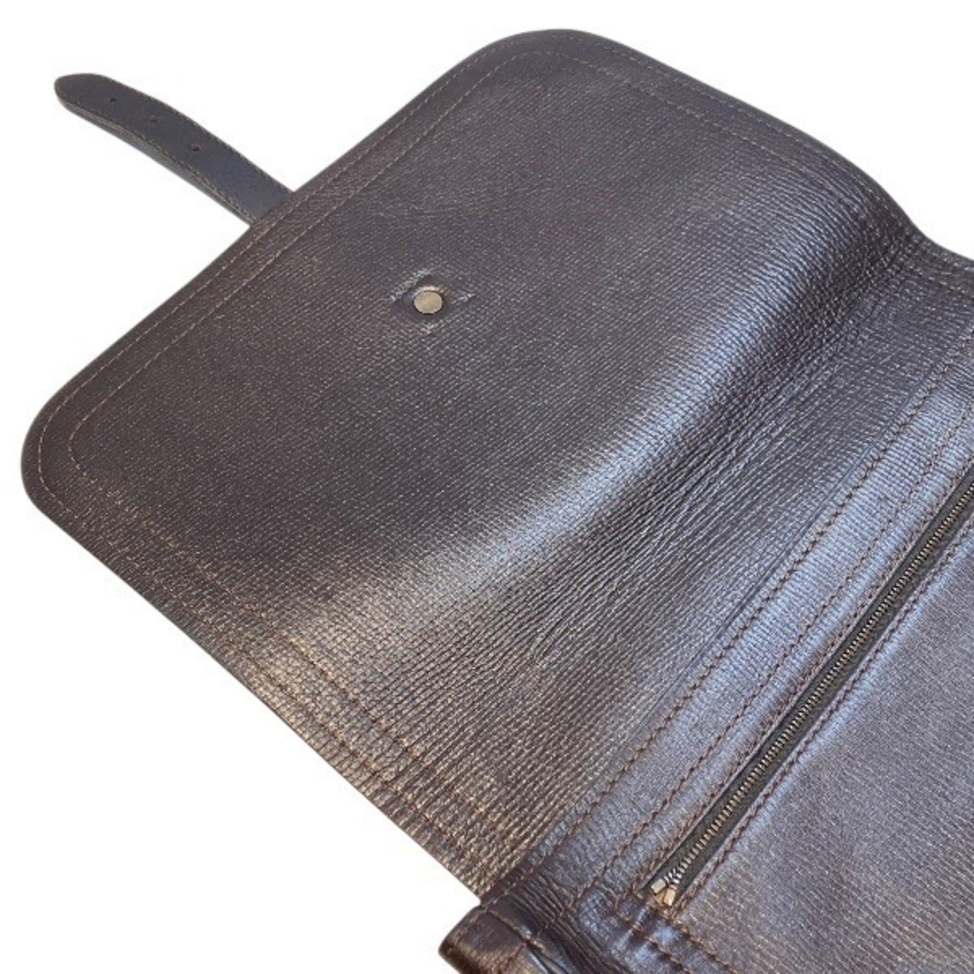 Louis Vuitton Coffee Dark Brown Leather Handbag Messenger Bag (Pre-Owned)