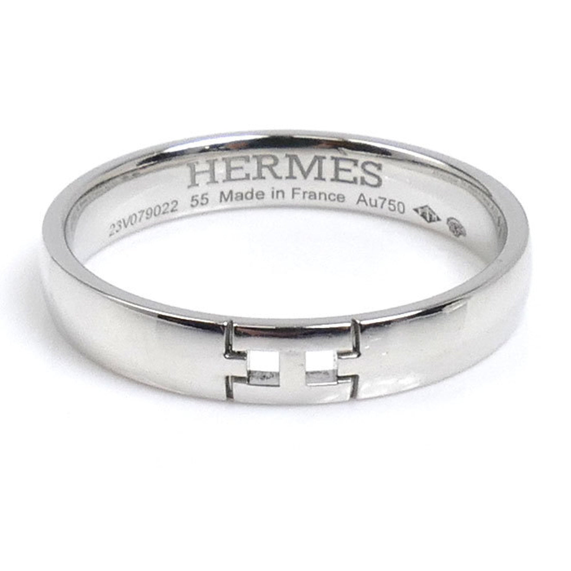 Hermes White Gold White Gold (18K) Band Ring (Pre-Owned)