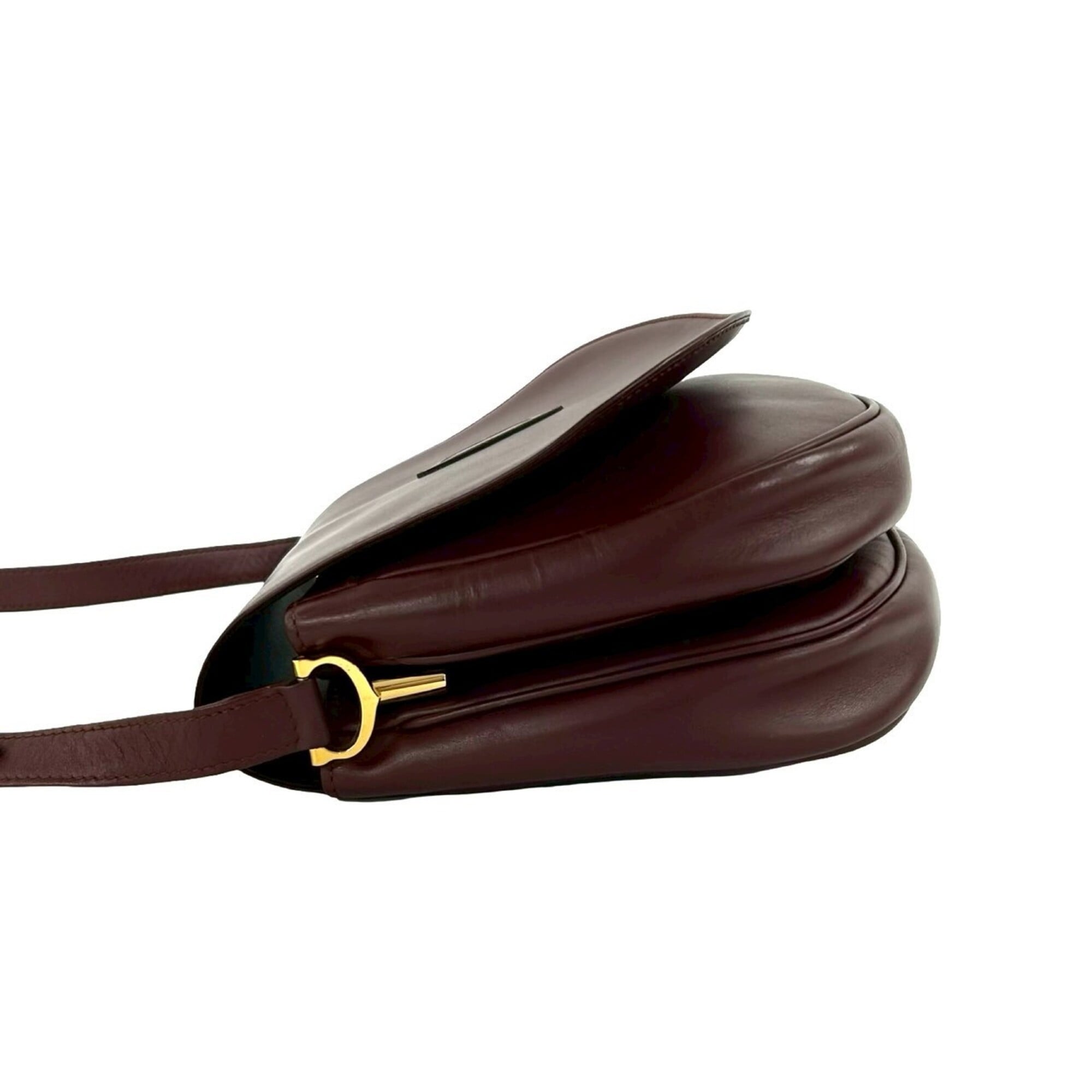 Cartier Wine Red Leather Pochette Shoulder Bag (Pre-Owned)