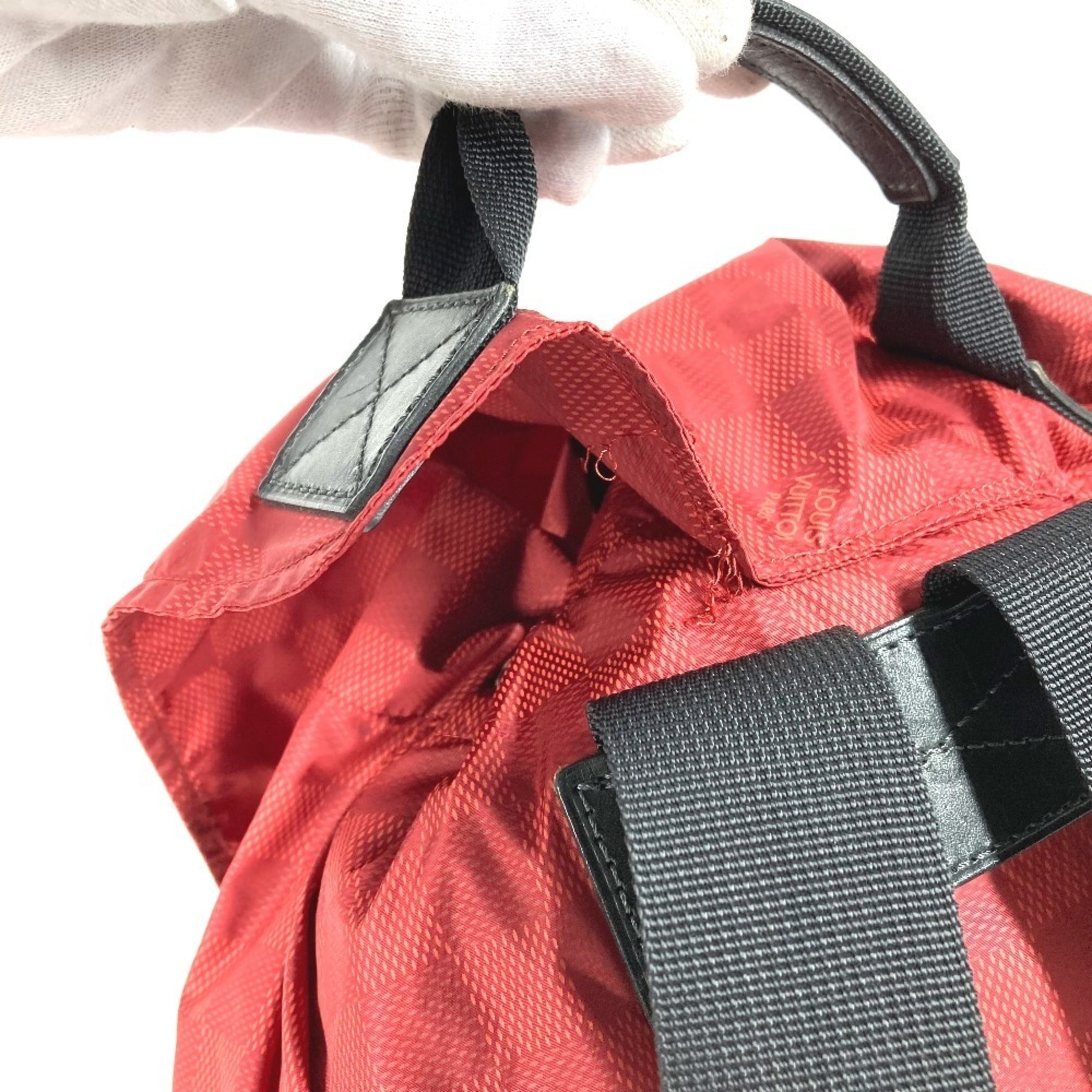 Louis Vuitton Black Red Color Nylon Backpack (Pre-Owned)