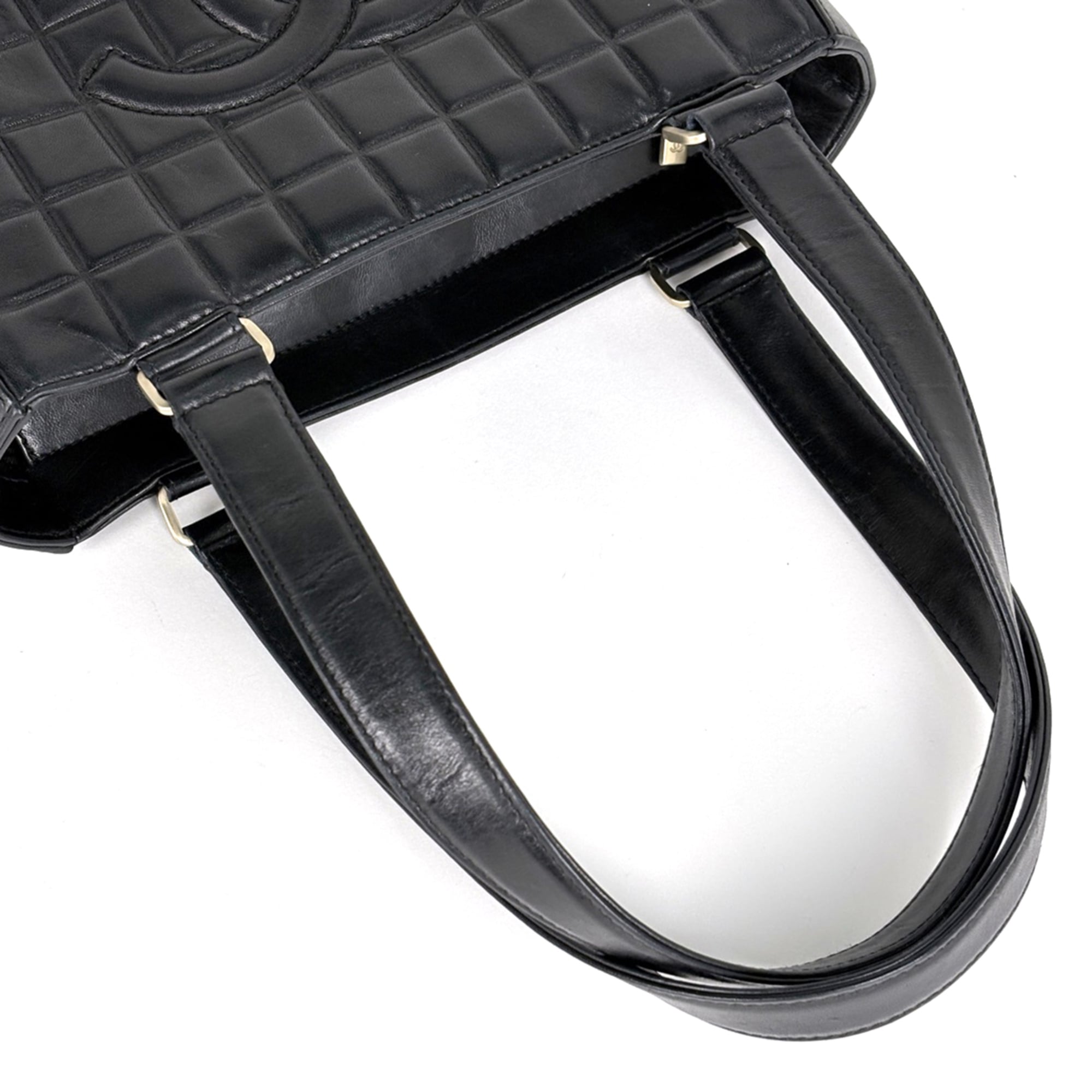 Chanel Chocolate Bar Black Leather Tote Bag (Pre-Owned)