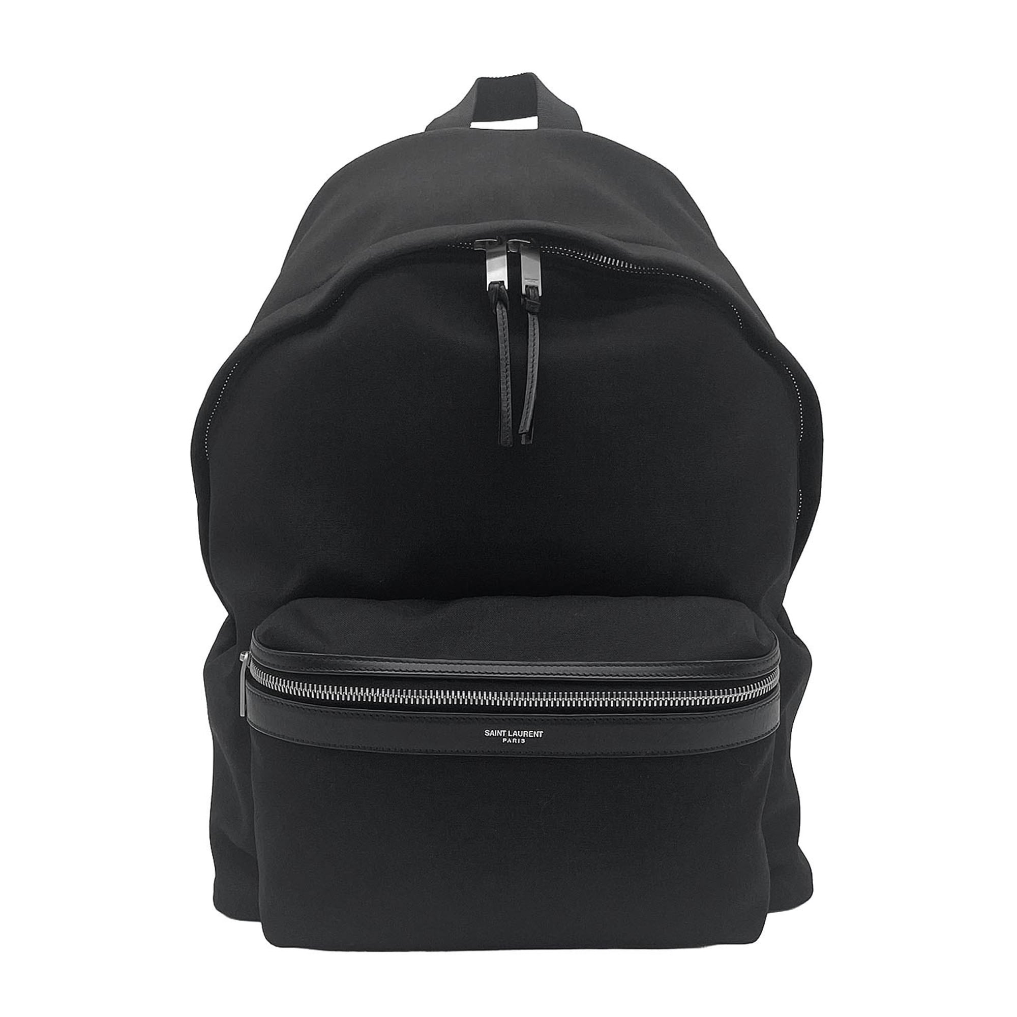 Yves Saint Laurent Black Canvas Leather Backpack (Pre-Owned)