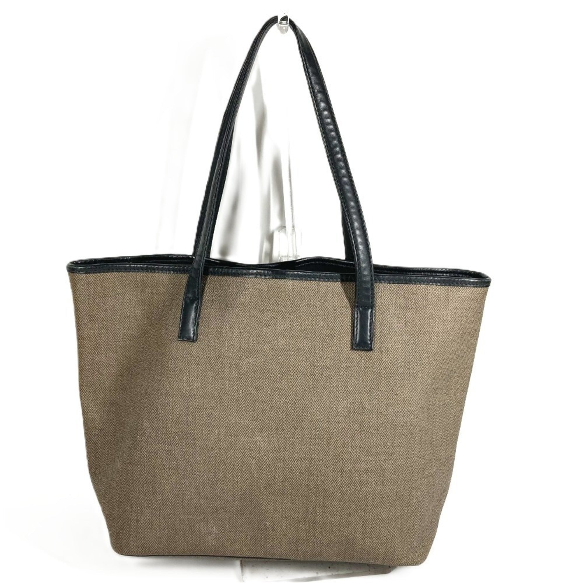 Bvlgari Black Gray Coated Canvas Leather Shoulder Bag Tote Bag (Pre-Owned)