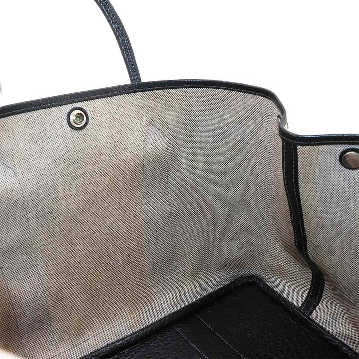 Hermes Black Gray Toile H Leather Handbag Tote Bag (Pre-Owned)