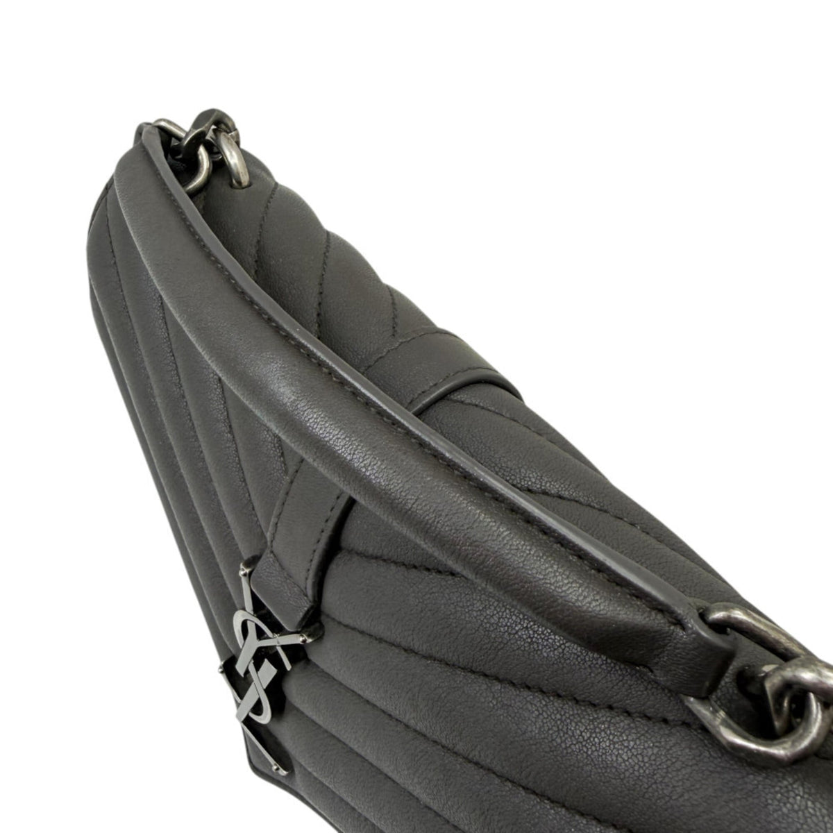 Saint Laurent Dark Gray Leather Shoulder Bag (Pre-Owned)