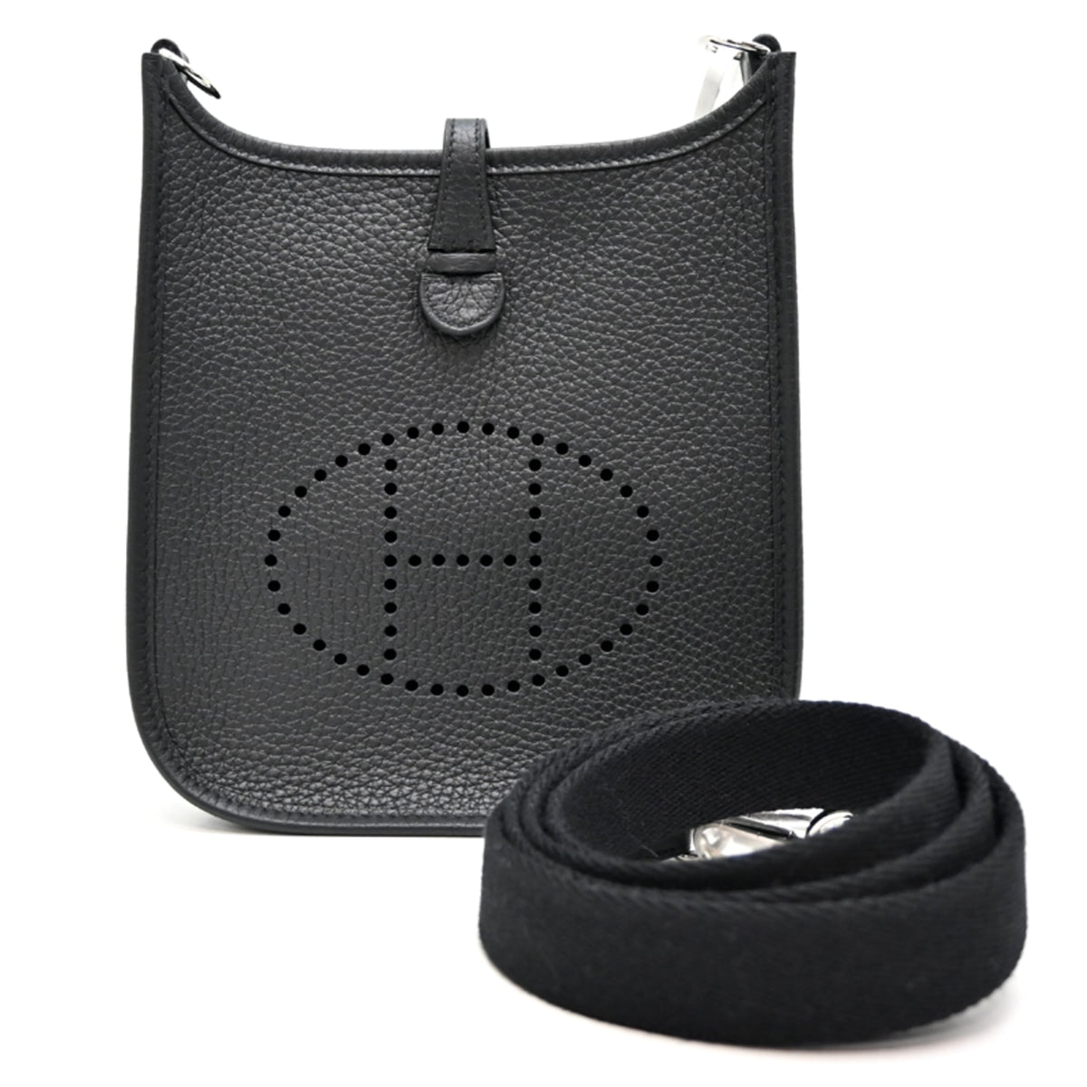 Hermes Noir Taurillon Clemence Leather Shoulder Bag (Pre-Owned)