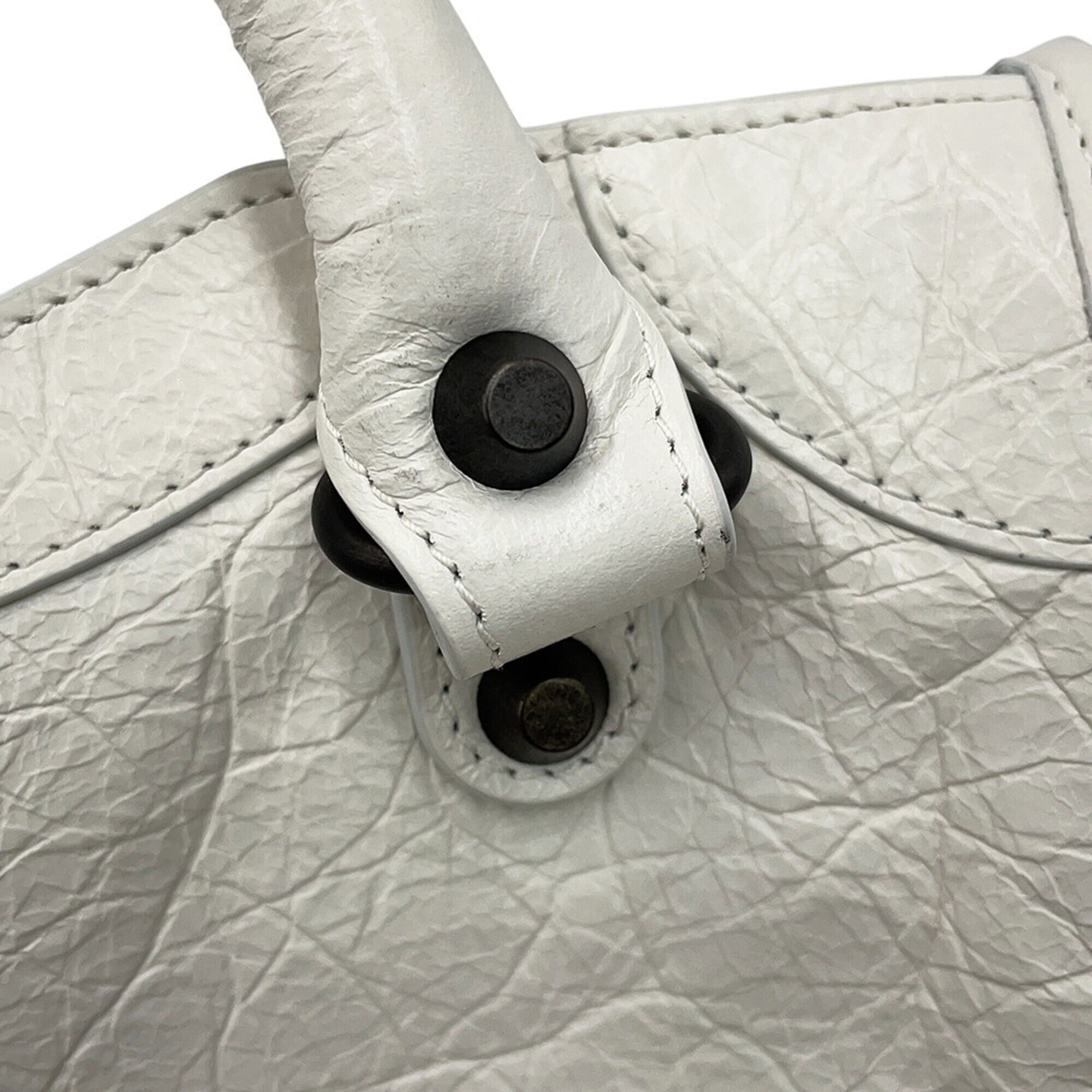 Balenciaga White Leather Handbag Shoulder Bag (Pre-Owned)
