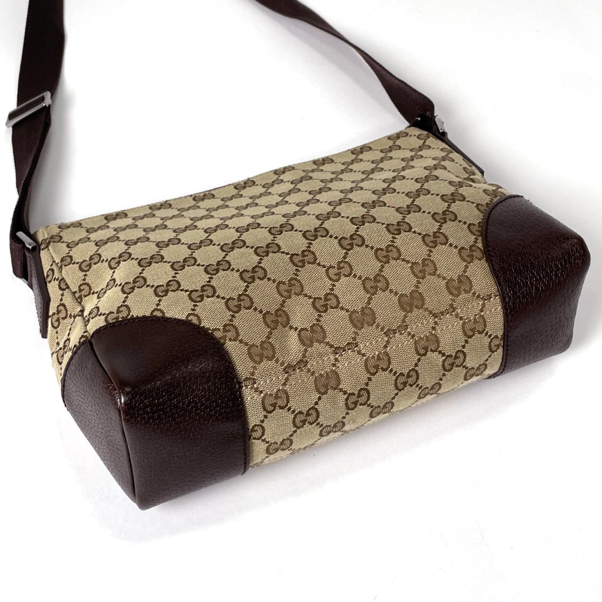 Gucci Brown Gg Canvas Leather Shoulder Bag (Pre-Owned)