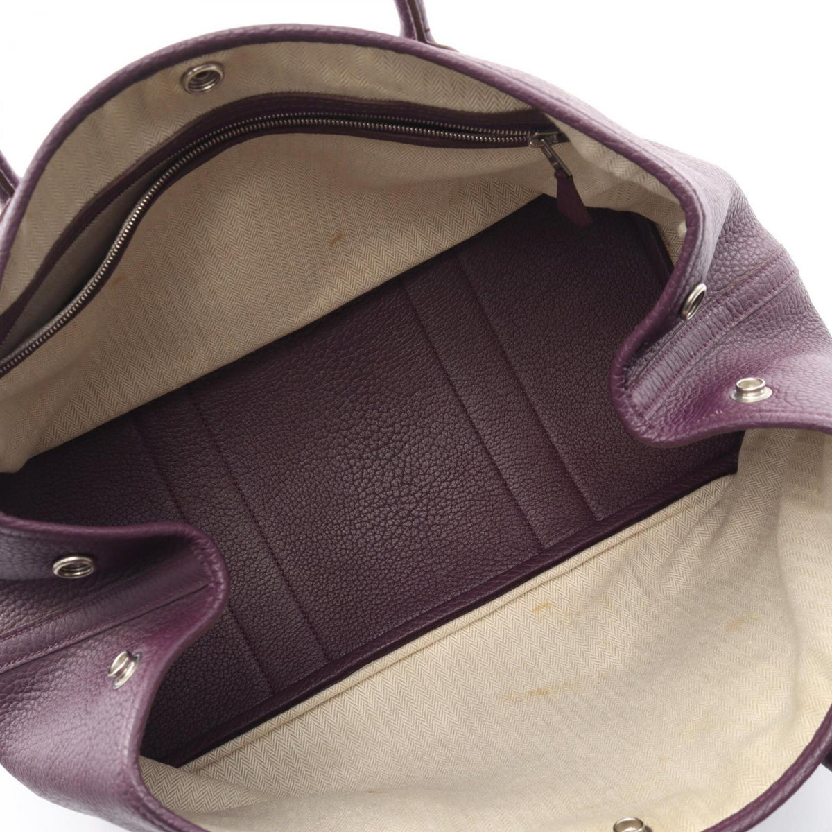 Hermes Cassis Purple Fjord Leather Handbag Tote Bag (Pre-Owned)