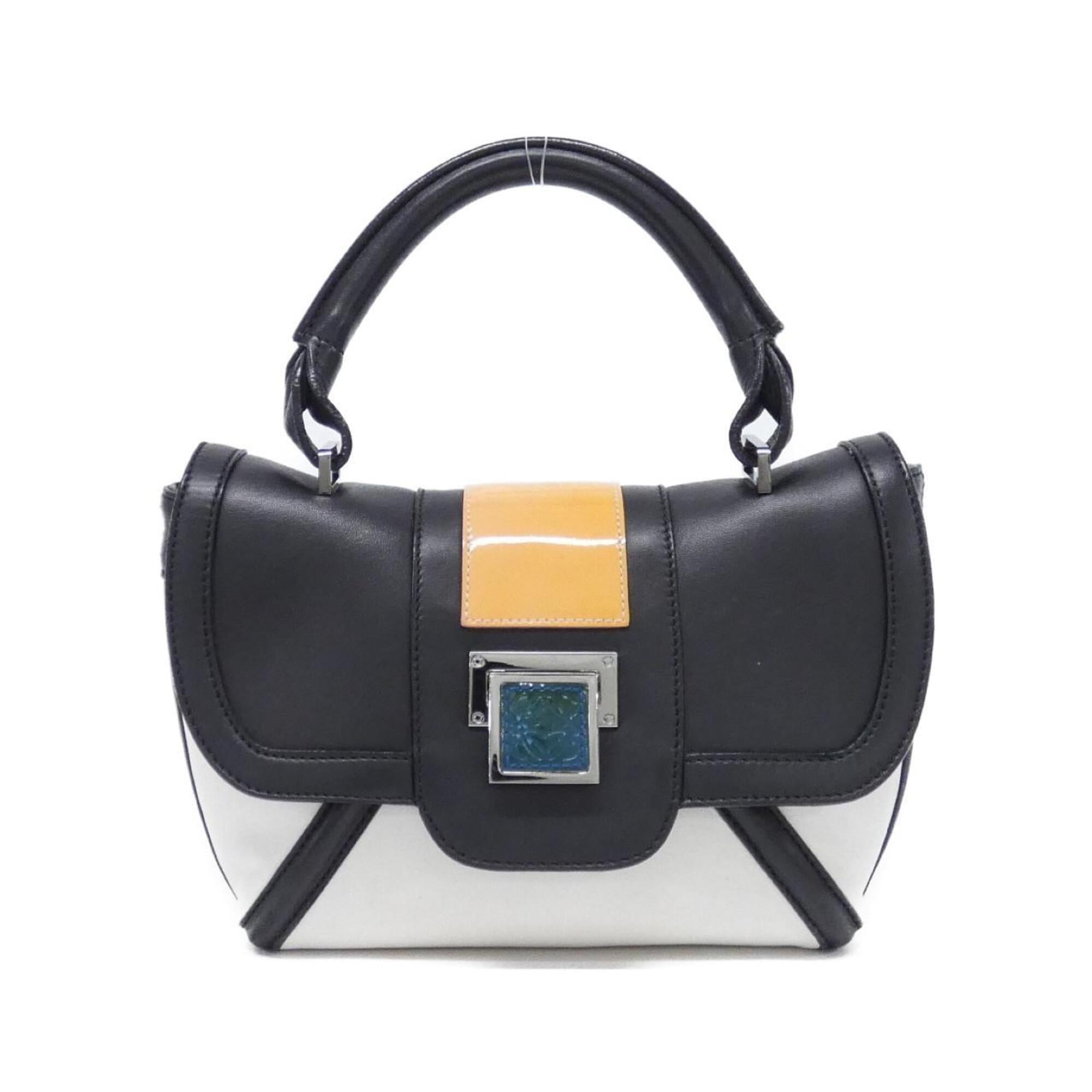 Loewe Black White Leather Handbag (Pre-Owned)