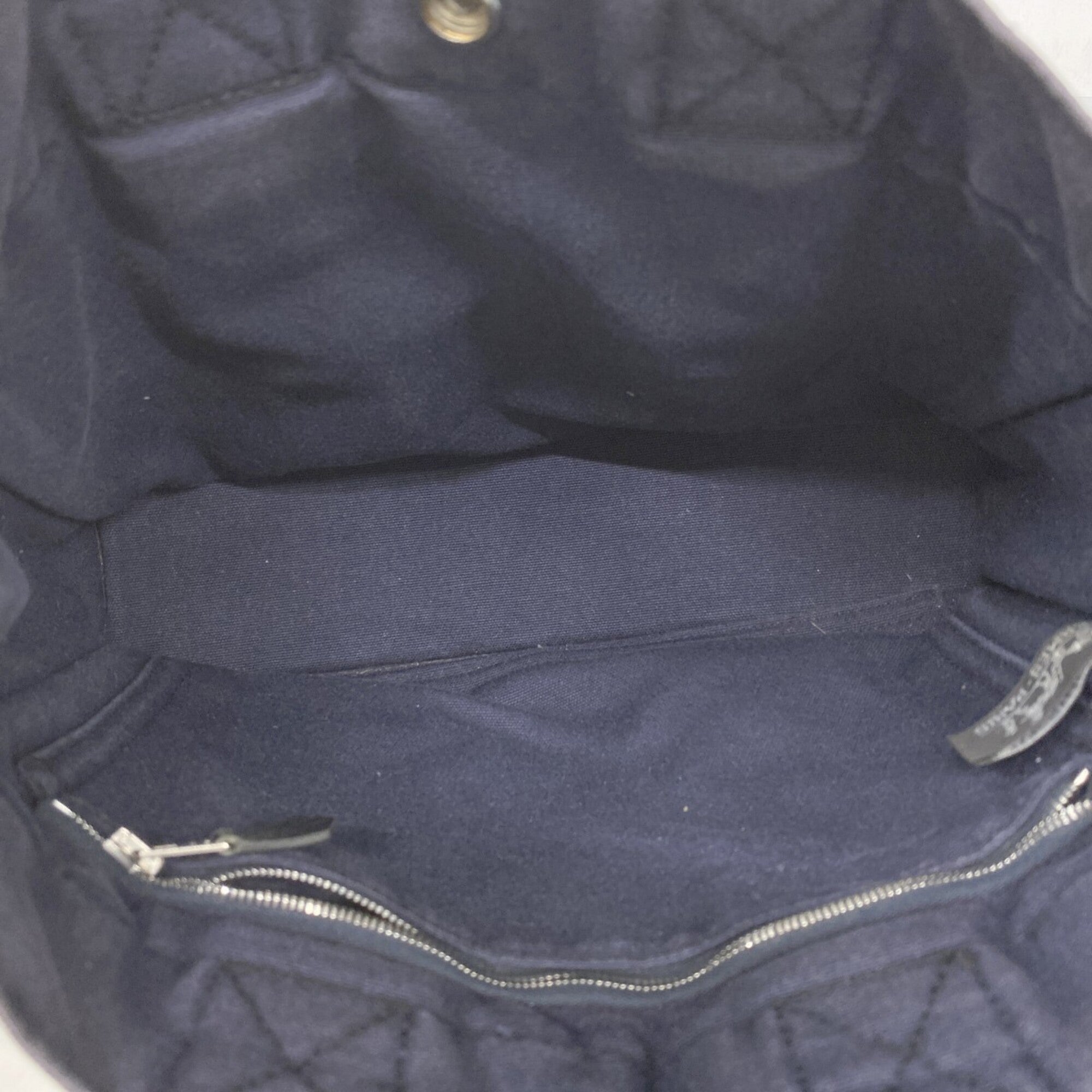 Hermes Black Navy Canvas Tote Bag (Pre-Owned)