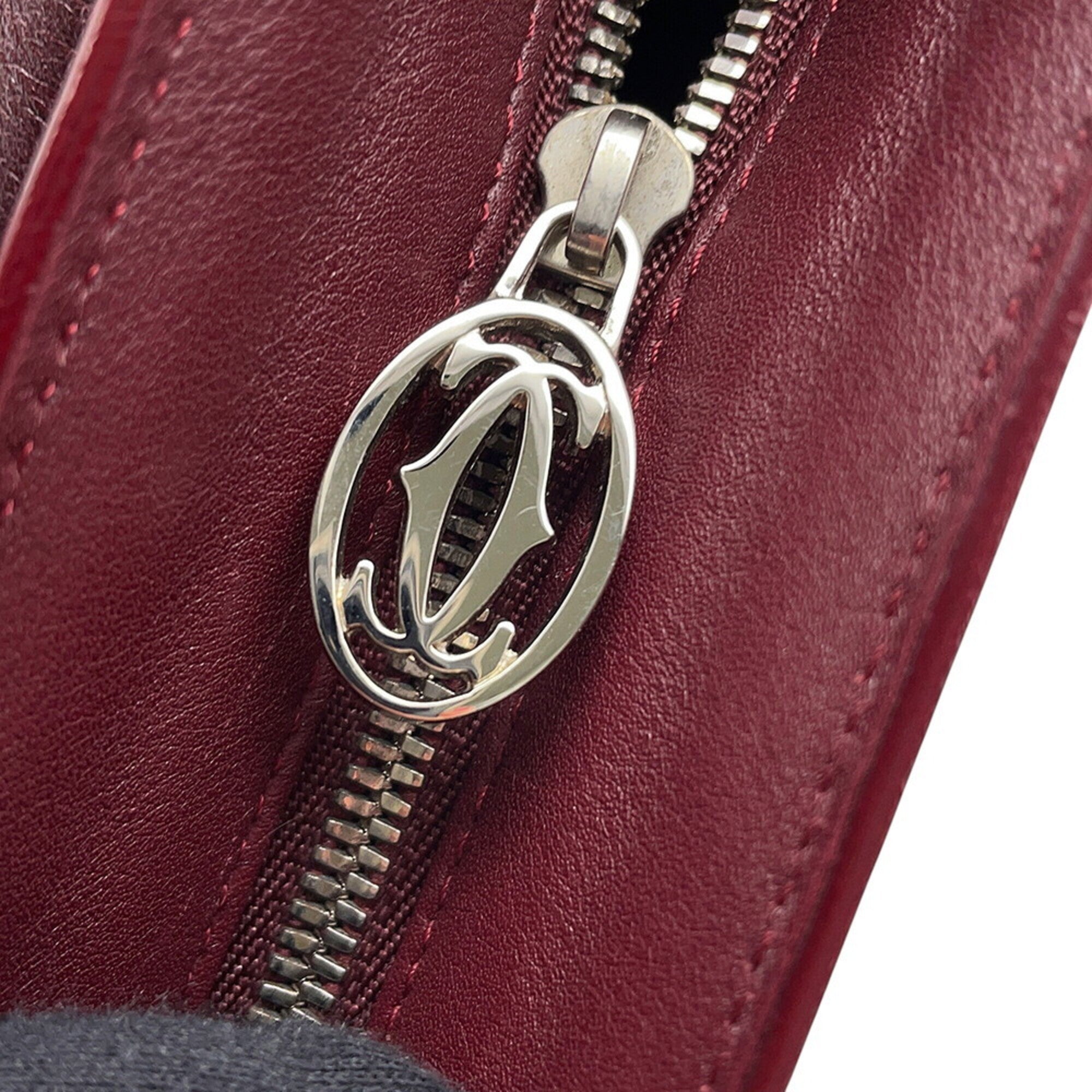 Cartier Cabochon Bordeaux Leather Handbag Shoulder Bag (Pre-Owned)