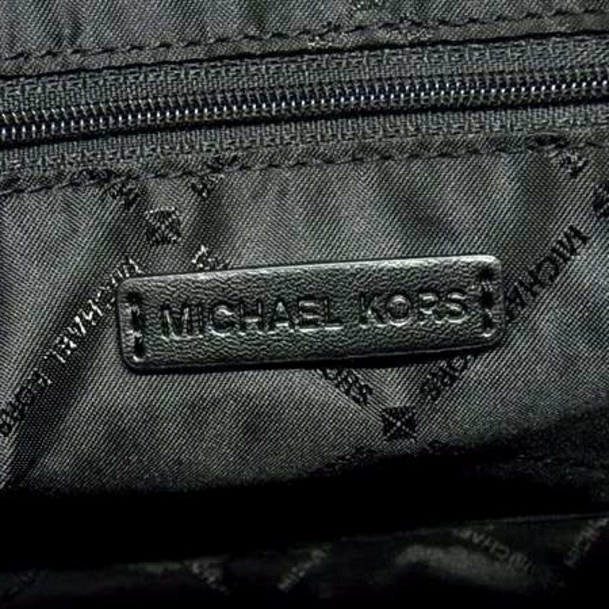Michael Kors Beige Black Canvas Leather Handbag Shoulder Bag (Pre-Owned)