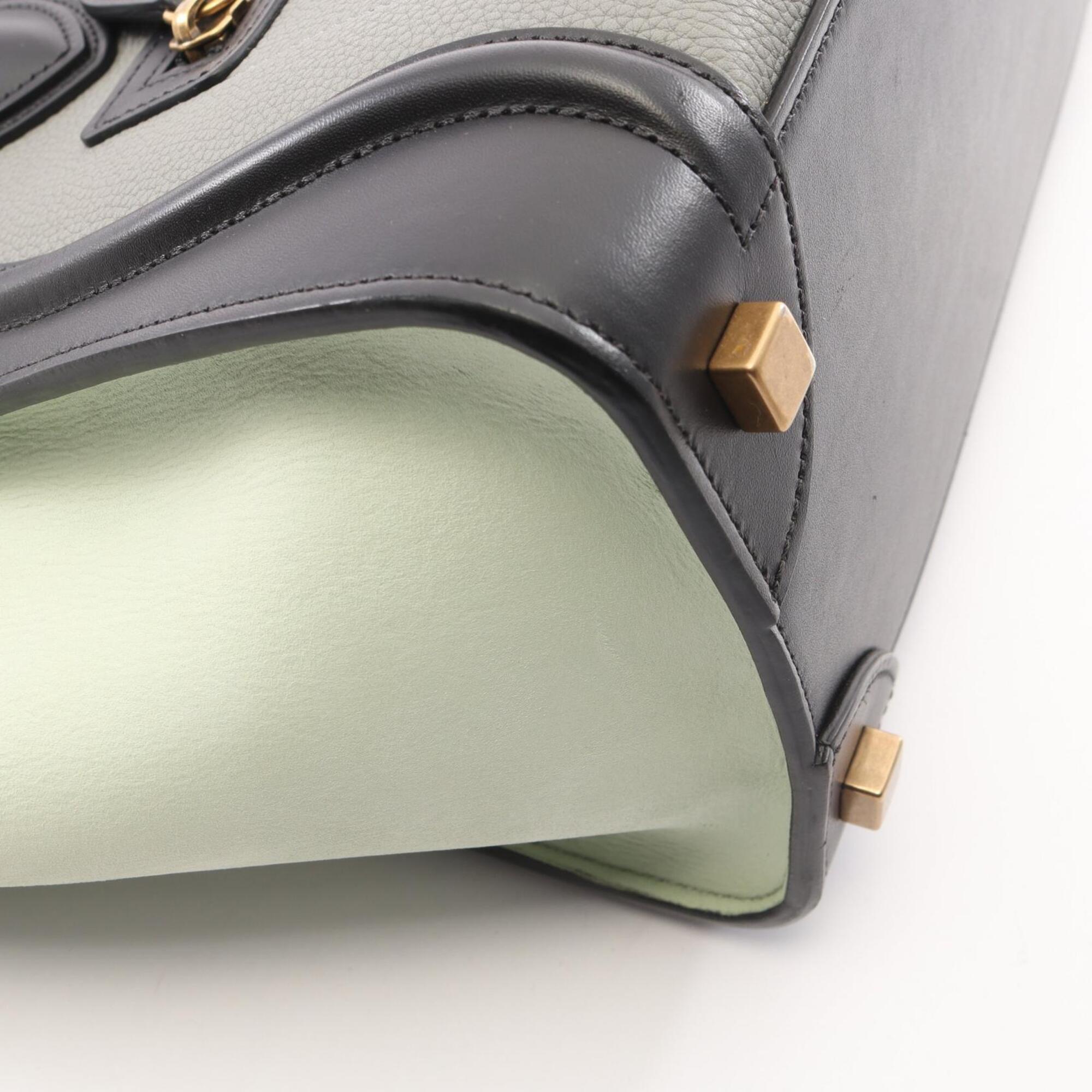 Celine Black Gray Green Leather Handbag Tote Bag (Pre-Owned)