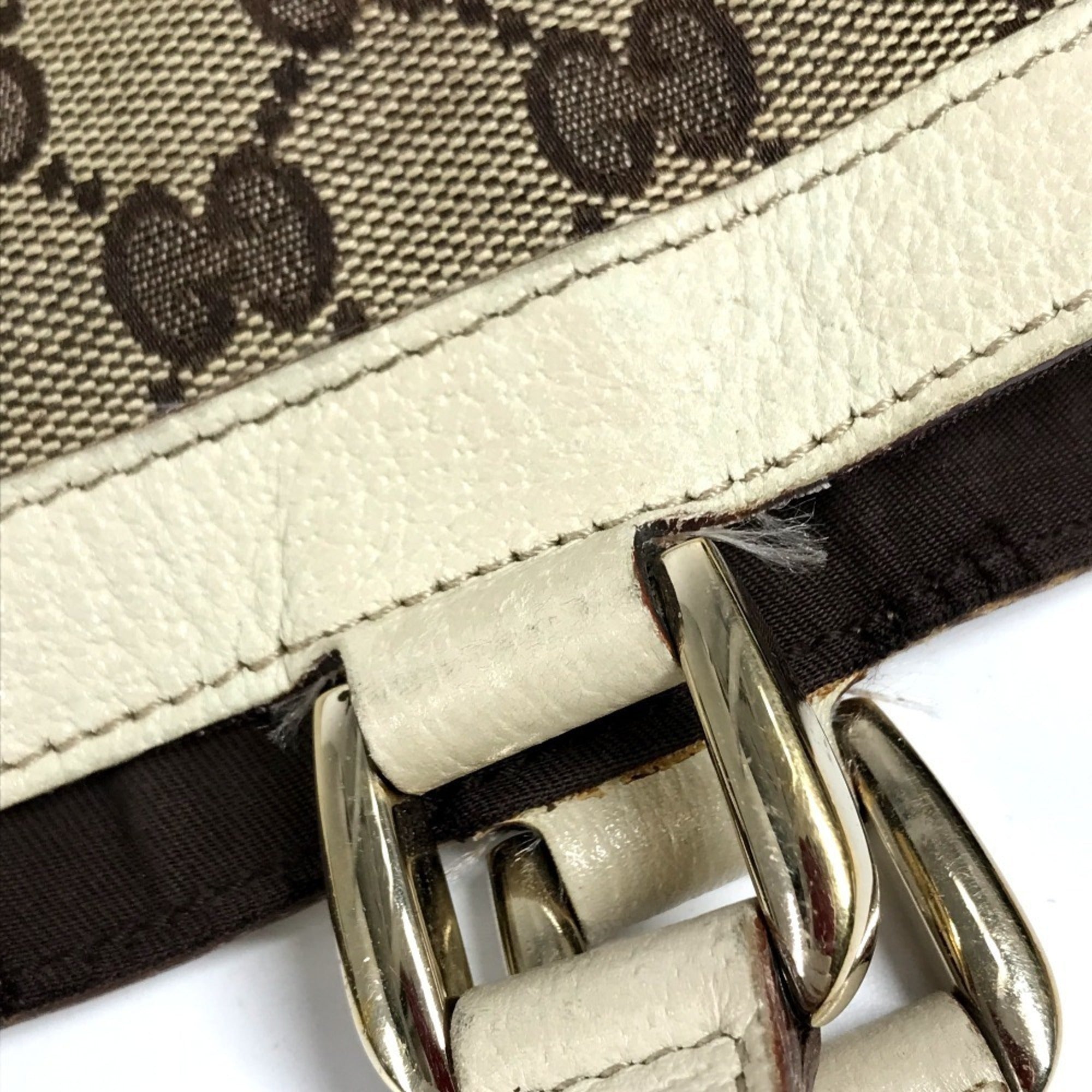 Gucci Gg Canvas Beige Ivory Gg Canvas Leather Shoulder Bag Tote Bag (Pre-Owned)