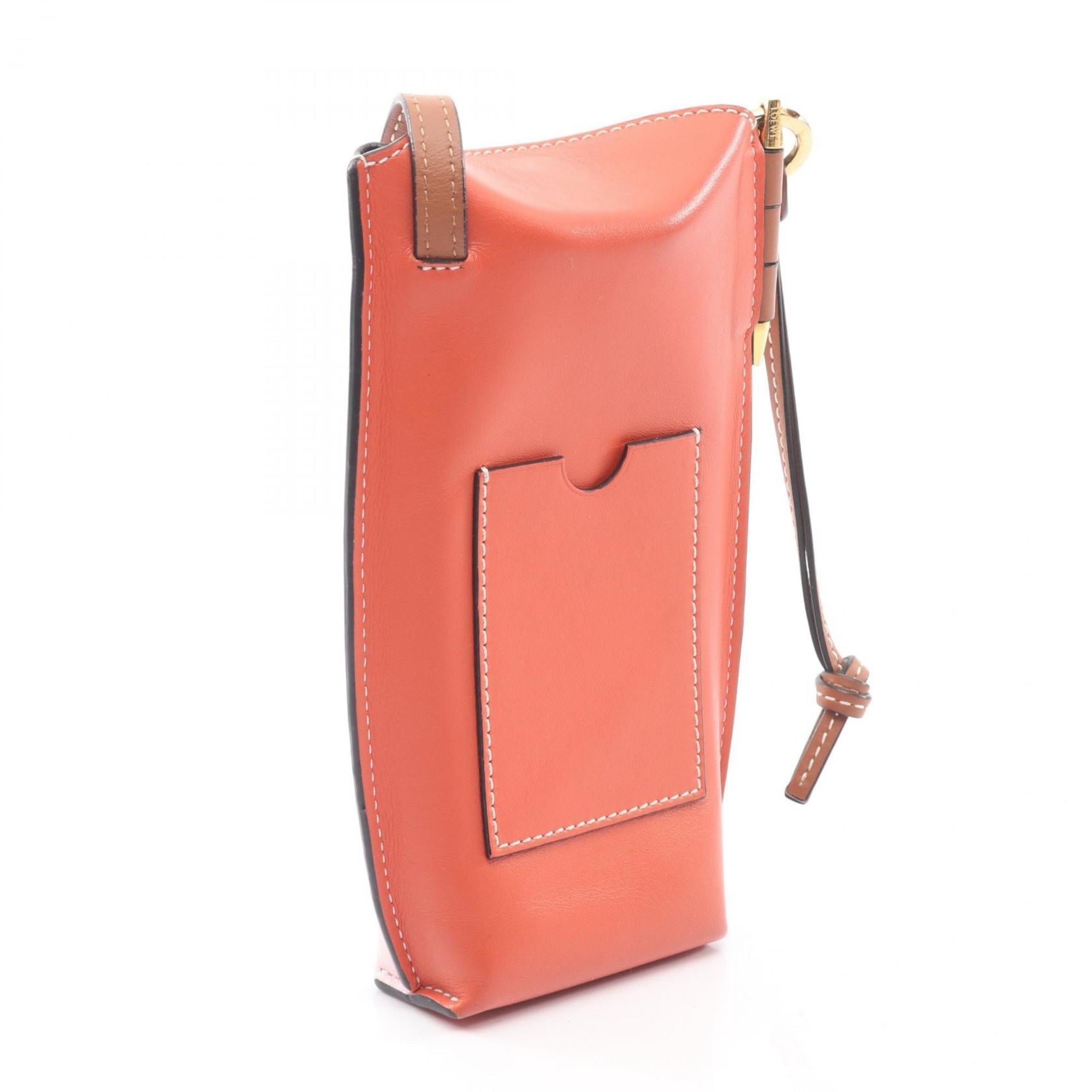 Loewe Pink Red Color Leather Handbag Shoulder Bag (Pre-Owned)