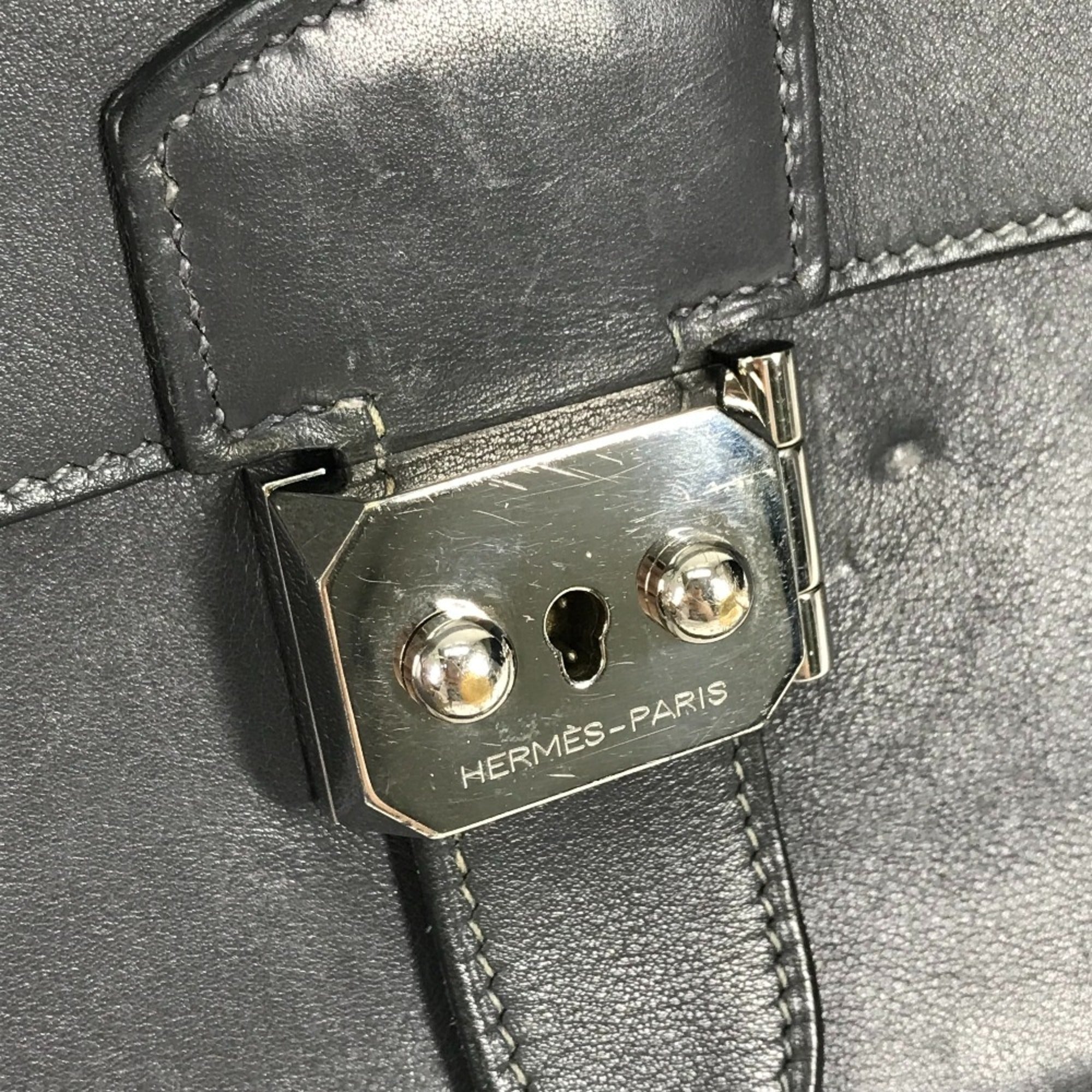 Hermes Gray Leather Briefcase (Pre-Owned)